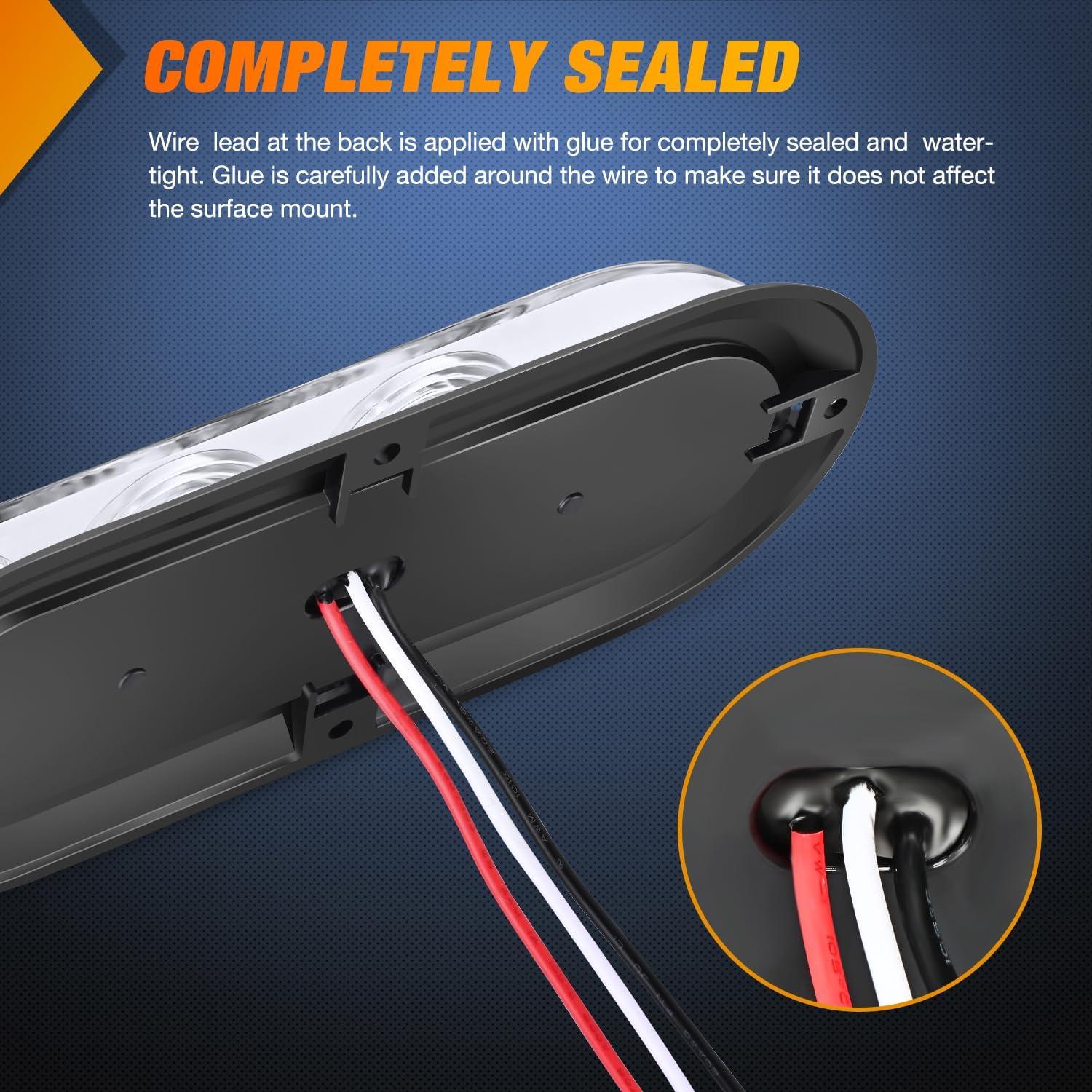 imageNilight RV Tail Light 2PCS 72 LED Red Running Stop Brake Turn Signals White License Plate Lights Surface Mount Waterproof Taillights for Caravan Camper VanWhite Lights Screws 4Pcs