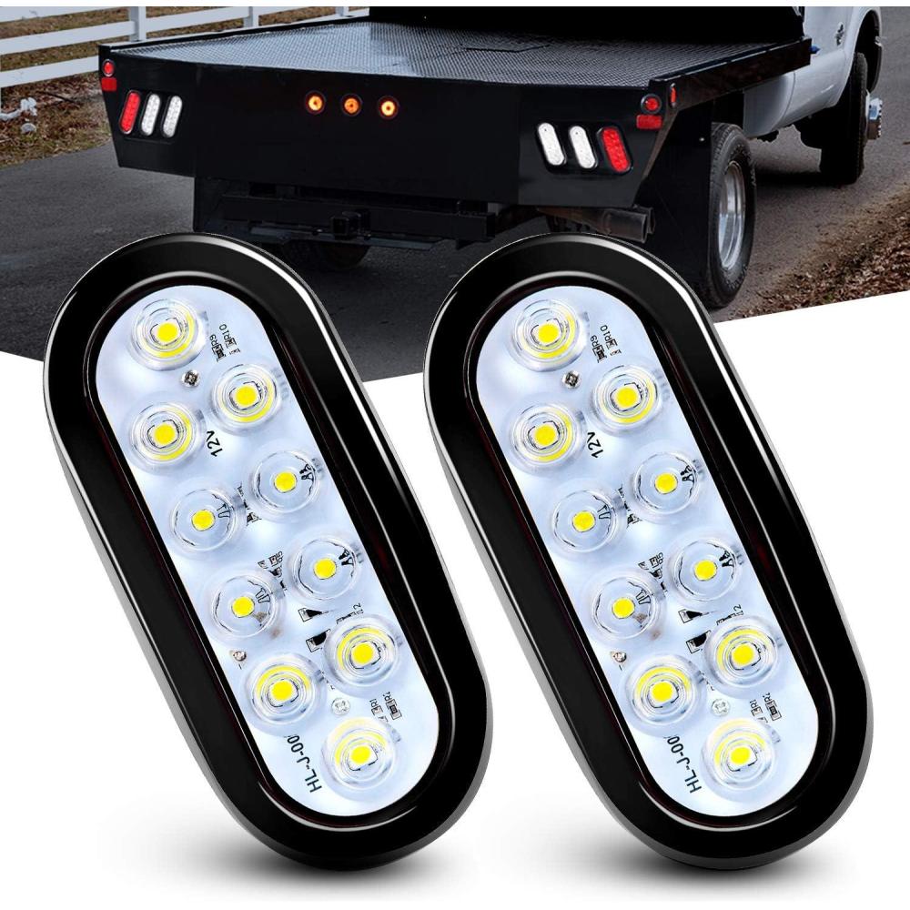 imageNilight RV Tail Light 2PCS 72 LED Red Running Stop Brake Turn Signals White License Plate Lights Surface Mount Waterproof Taillights for Caravan Camper VanWhite Lights 2Pcs