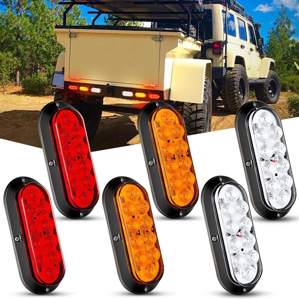 imageNilight RV Tail Light 2PCS 72 LED Red Running Stop Brake Turn Signals White License Plate Lights Surface Mount Waterproof Taillights for Caravan Camper VanRedWhiteAmber Lights Screws 6Pcs