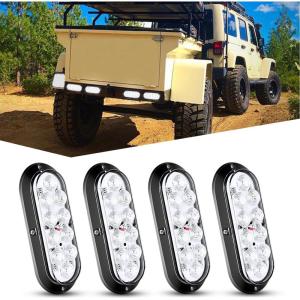 imageNilight RV Tail Light 2PCS 72 LED Red Running Stop Brake Turn Signals White License Plate Lights Surface Mount Waterproof Taillights for Caravan Camper VanWhite Lights Screws 4Pcs