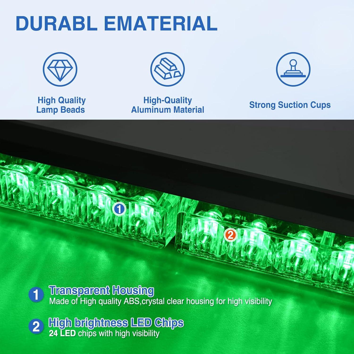 imageNilight 12LED Emergency Strobe Traffic Advisor Light Bar 2 in 1 Purple White Dash Warning Safety Flashing Lights FrontRear Windshield Construction Lights for Trucks Cars Plow Police VehiclesGreen 24LED