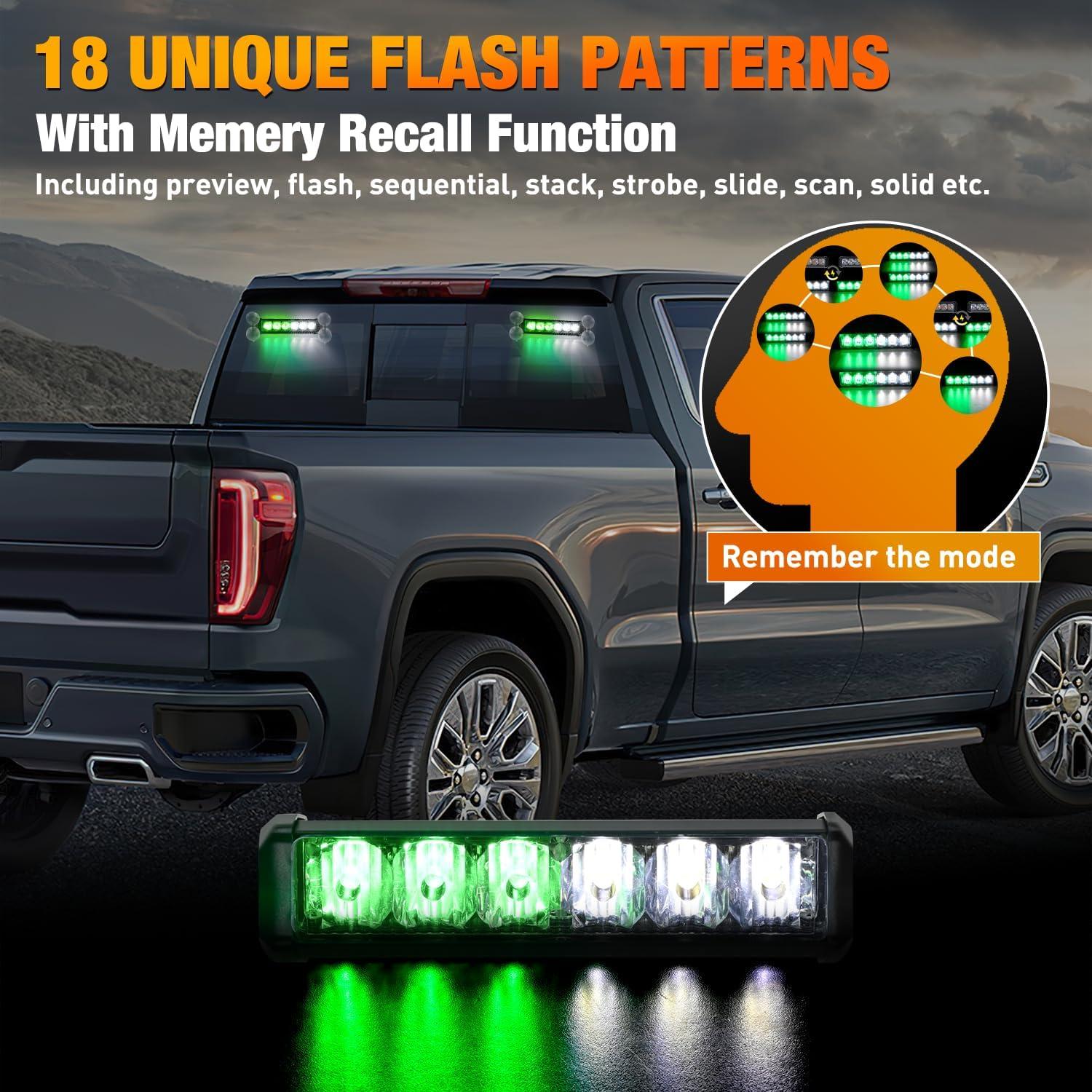 imageNilight 12LED Emergency Strobe Traffic Advisor Light Bar 2 in 1 Purple White Dash Warning Safety Flashing Lights FrontRear Windshield Construction Lights for Trucks Cars Plow Police VehiclesGreen White 12LED