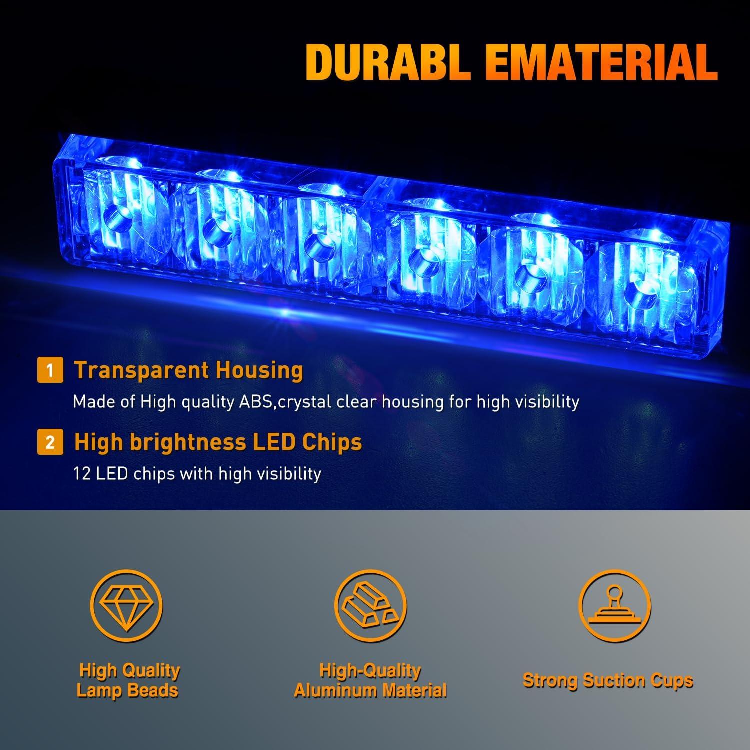 imageNilight 12LED Emergency Strobe Traffic Advisor Light Bar 2 in 1 Purple White Dash Warning Safety Flashing Lights FrontRear Windshield Construction Lights for Trucks Cars Plow Police VehiclesBlue 12LED
