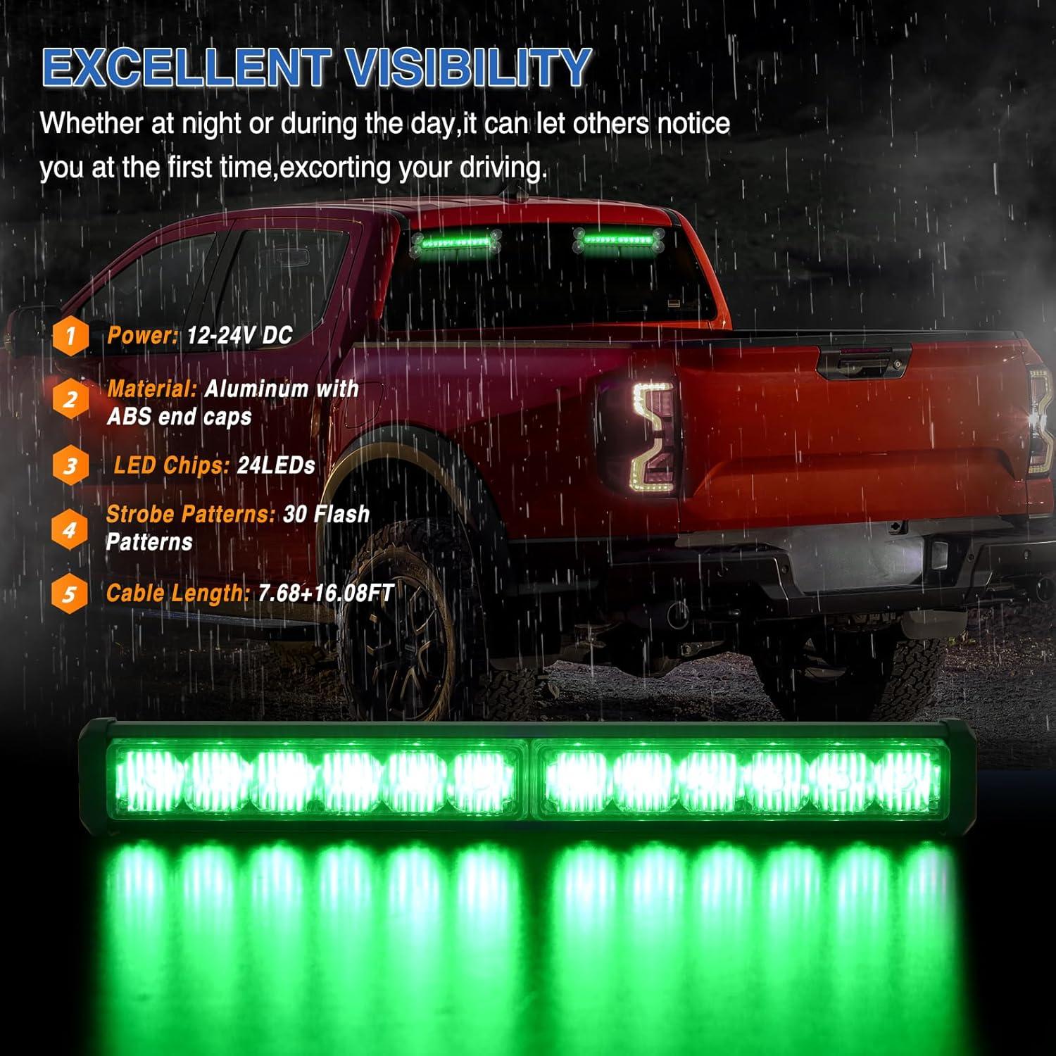 imageNilight 12LED Emergency Strobe Traffic Advisor Light Bar 2 in 1 Purple White Dash Warning Safety Flashing Lights FrontRear Windshield Construction Lights for Trucks Cars Plow Police VehiclesGreen 24LED