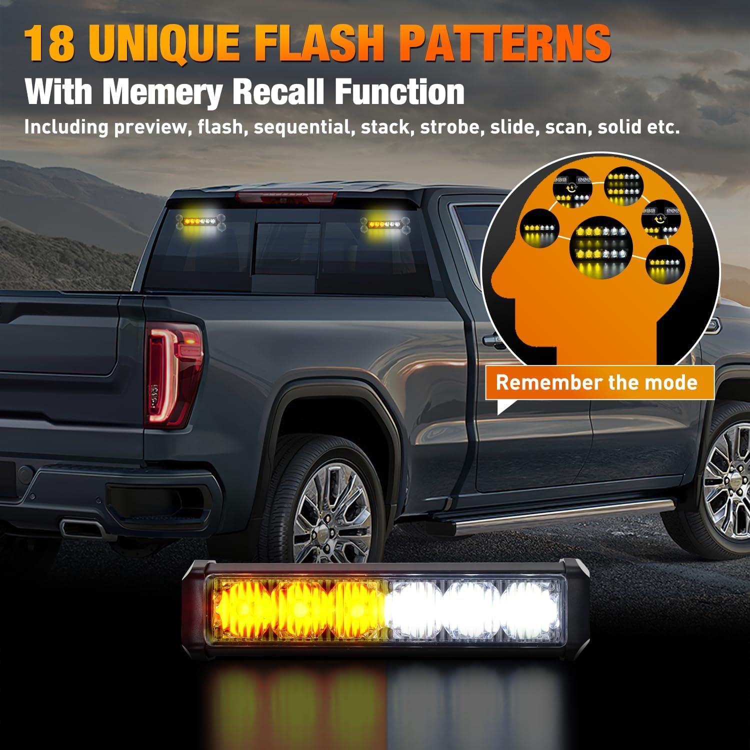 imageNilight 12LED Emergency Strobe Traffic Advisor Light Bar 2 in 1 Purple White Dash Warning Safety Flashing Lights FrontRear Windshield Construction Lights for Trucks Cars Plow Police VehiclesAmber White 12LED
