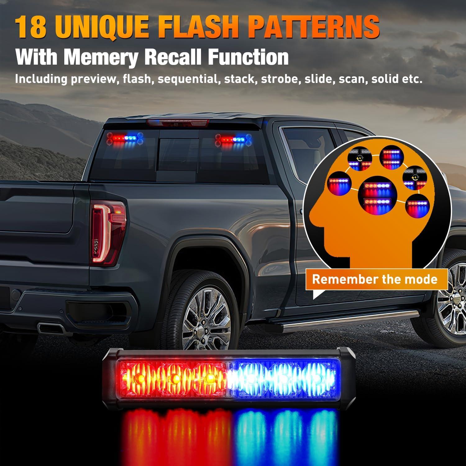 imageNilight 12LED Emergency Strobe Traffic Advisor Light Bar 2 in 1 Purple White Dash Warning Safety Flashing Lights FrontRear Windshield Construction Lights for Trucks Cars Plow Police VehiclesRed Blue 12LED