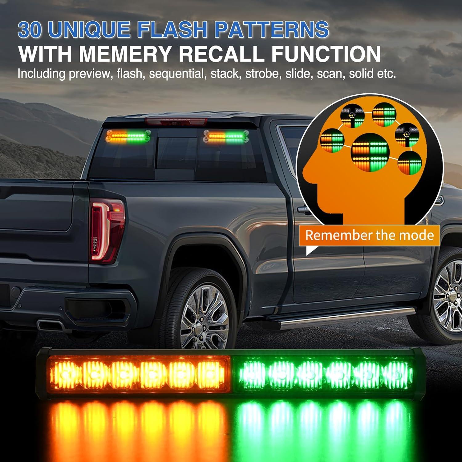 imageNilight 12LED Emergency Strobe Traffic Advisor Light Bar 2 in 1 Purple White Dash Warning Safety Flashing Lights FrontRear Windshield Construction Lights for Trucks Cars Plow Police VehiclesAmber Green 24LED