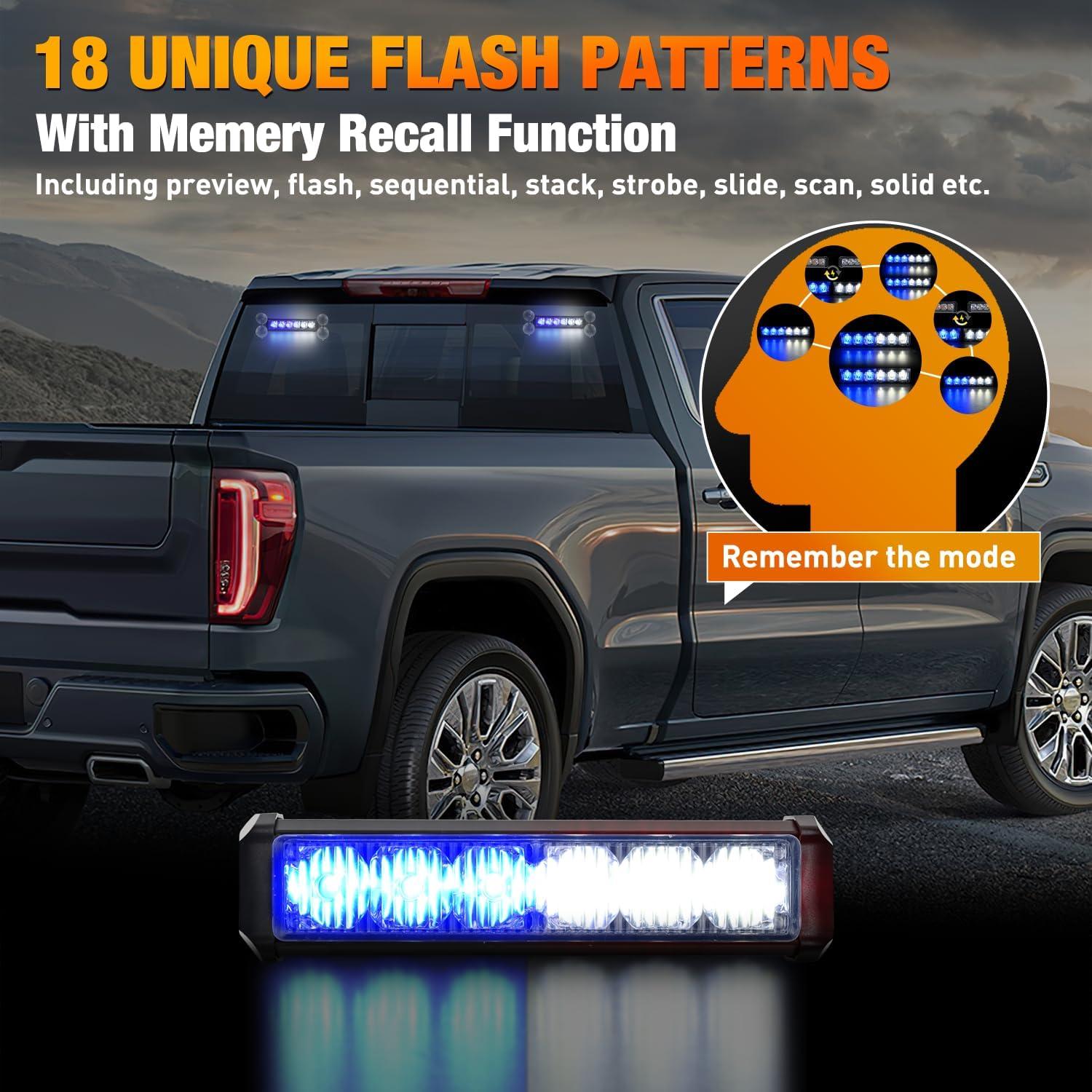 imageNilight 12LED Emergency Strobe Traffic Advisor Light Bar 2 in 1 Purple White Dash Warning Safety Flashing Lights FrontRear Windshield Construction Lights for Trucks Cars Plow Police VehiclesBlue White 12LED