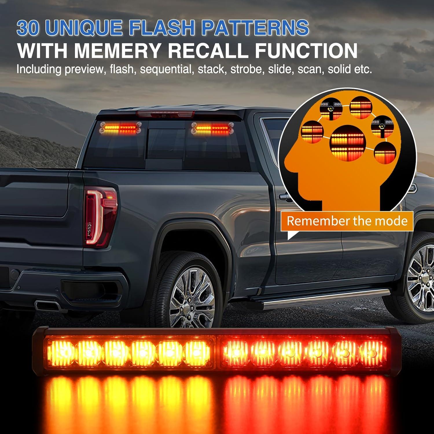 imageNilight 12LED Emergency Strobe Traffic Advisor Light Bar 2 in 1 Purple White Dash Warning Safety Flashing Lights FrontRear Windshield Construction Lights for Trucks Cars Plow Police VehiclesAmber Red 24LED