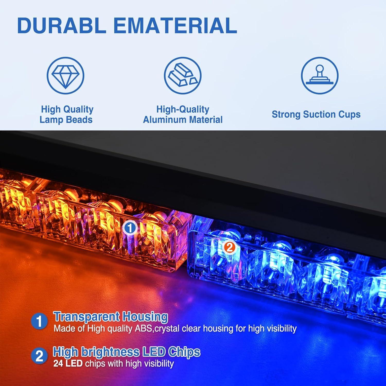 imageNilight 12LED Emergency Strobe Traffic Advisor Light Bar 2 in 1 Purple White Dash Warning Safety Flashing Lights FrontRear Windshield Construction Lights for Trucks Cars Plow Police VehiclesAmber Blue 24LED