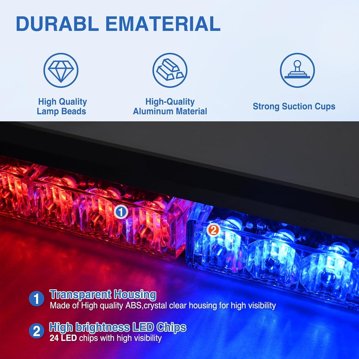 imageNilight 12LED Emergency Strobe Traffic Advisor Light Bar 2 in 1 Purple White Dash Warning Safety Flashing Lights FrontRear Windshield Construction Lights for Trucks Cars Plow Police VehiclesRed Blue 24LED