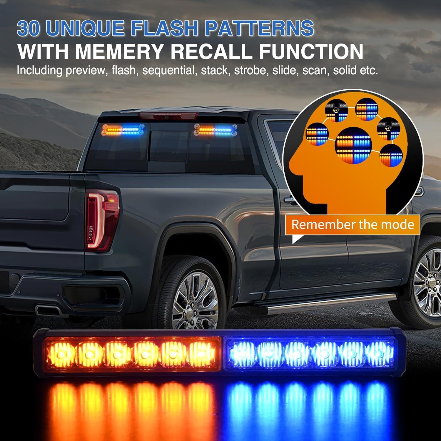 imageNilight 12LED Emergency Strobe Traffic Advisor Light Bar 2 in 1 Purple White Dash Warning Safety Flashing Lights FrontRear Windshield Construction Lights for Trucks Cars Plow Police VehiclesAmber Blue 24LED