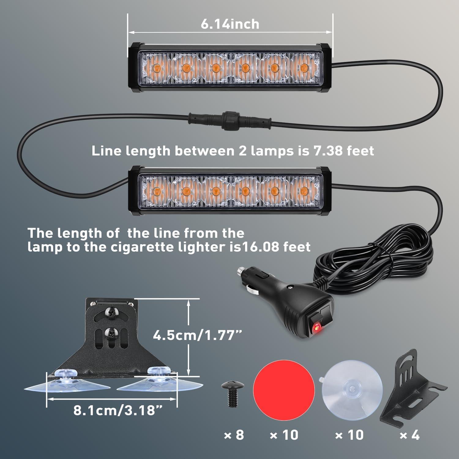 imageNilight 12LED Emergency Strobe Traffic Advisor Light Bar 2 in 1 Purple White Dash Warning Safety Flashing Lights FrontRear Windshield Construction Lights for Trucks Cars Plow Police VehiclesAmber 12LED