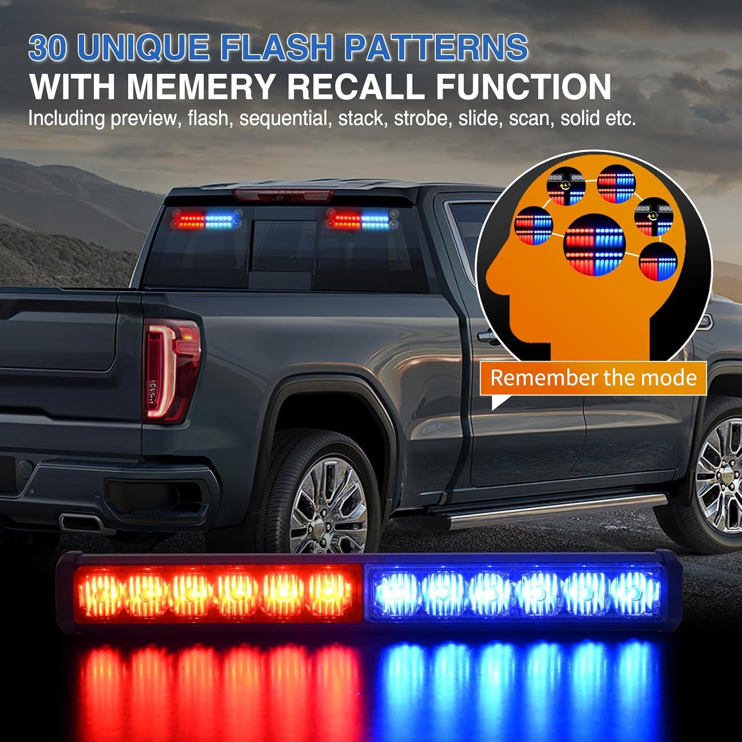 imageNilight 12LED Emergency Strobe Traffic Advisor Light Bar 2 in 1 Purple White Dash Warning Safety Flashing Lights FrontRear Windshield Construction Lights for Trucks Cars Plow Police VehiclesRed Blue 24LED