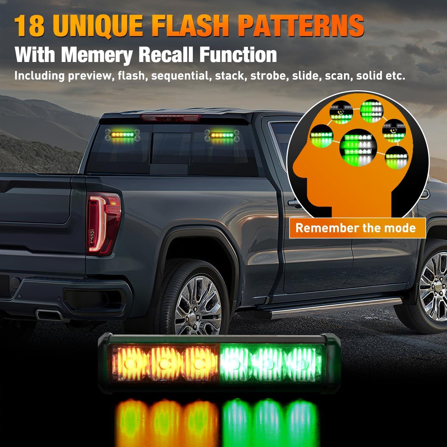 imageNilight 12LED Emergency Strobe Traffic Advisor Light Bar 2 in 1 Purple White Dash Warning Safety Flashing Lights FrontRear Windshield Construction Lights for Trucks Cars Plow Police VehiclesAmber Green 12LED