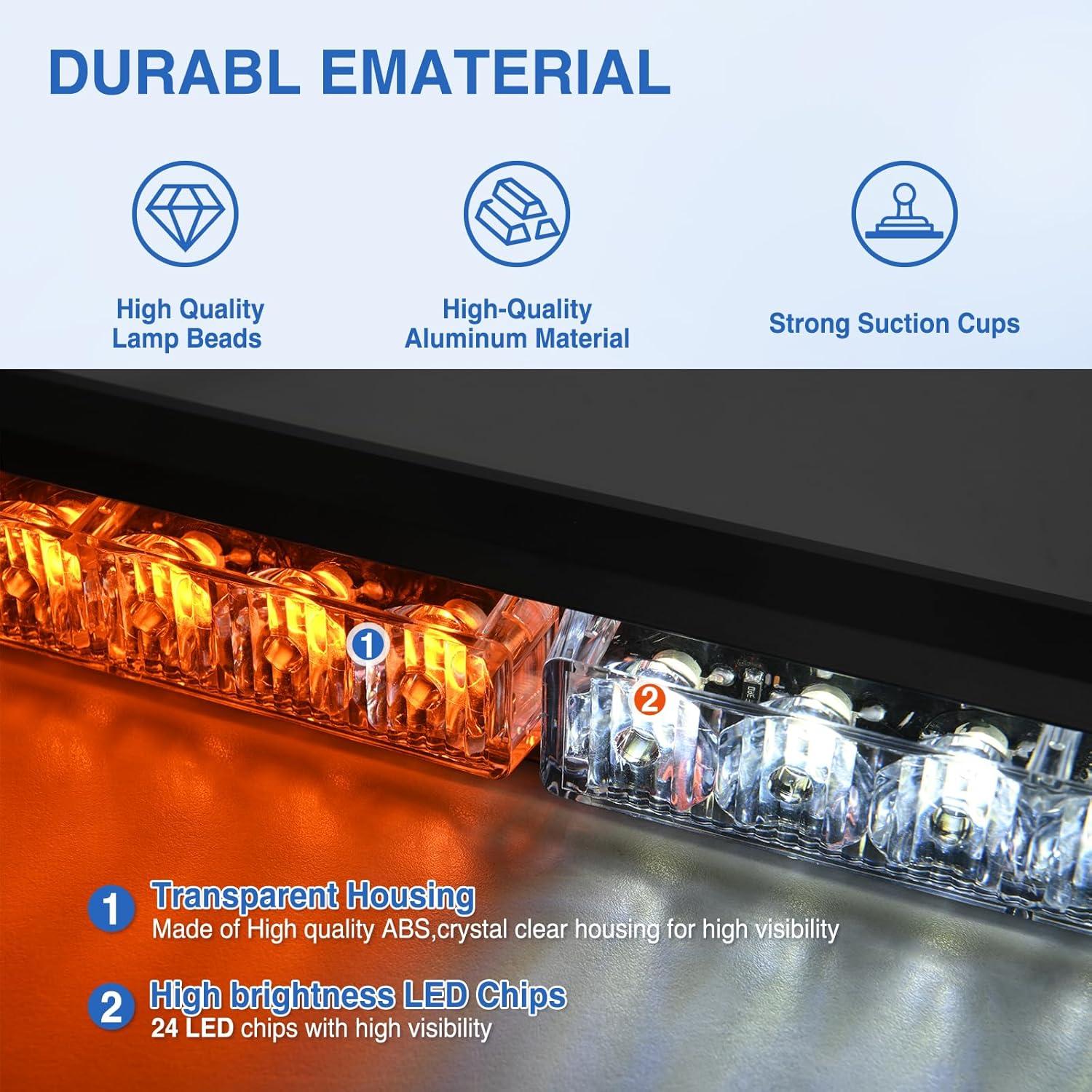 imageNilight 12LED Emergency Strobe Traffic Advisor Light Bar 2 in 1 Purple White Dash Warning Safety Flashing Lights FrontRear Windshield Construction Lights for Trucks Cars Plow Police VehiclesAmber White 24LED