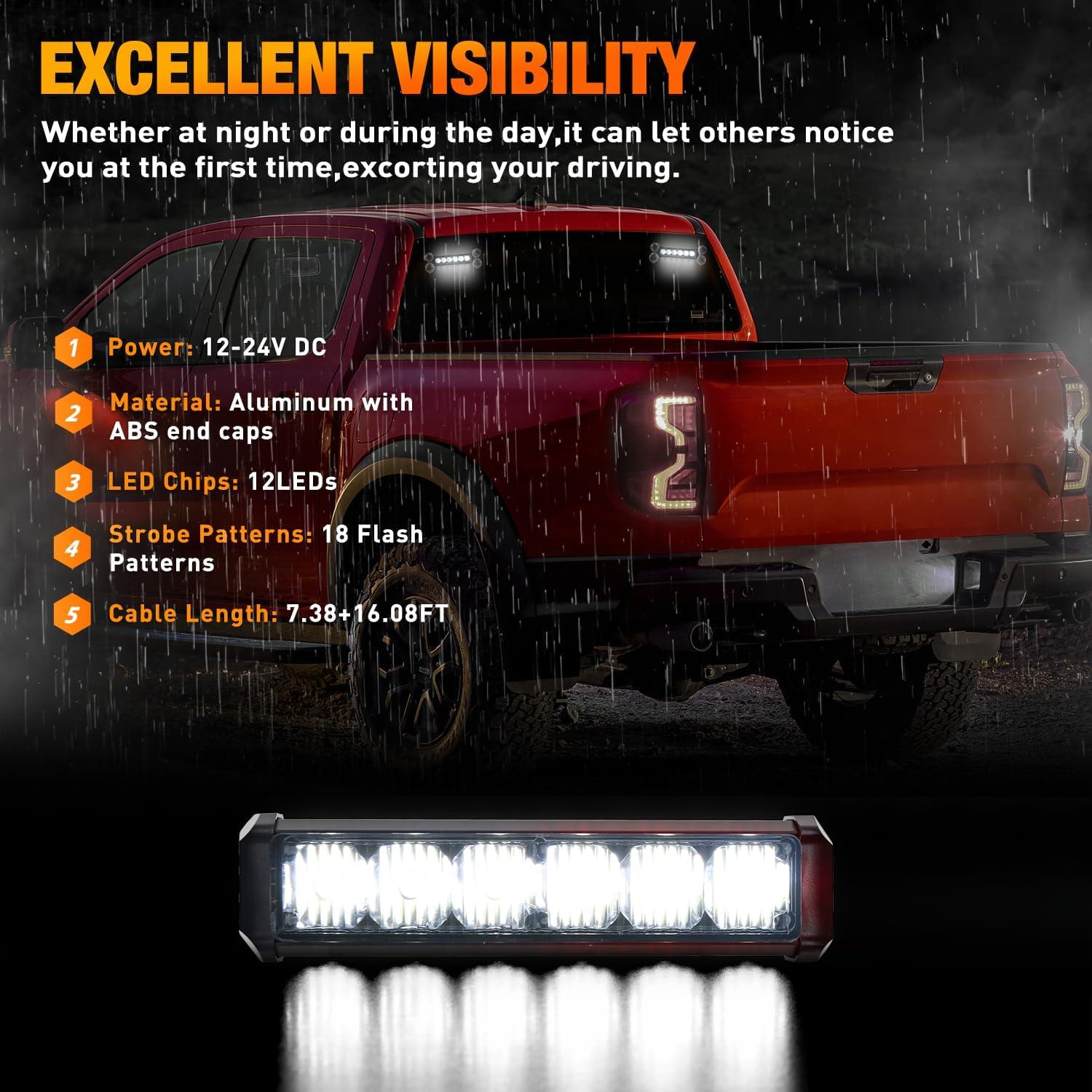 imageNilight 12LED Emergency Strobe Traffic Advisor Light Bar 2 in 1 Purple White Dash Warning Safety Flashing Lights FrontRear Windshield Construction Lights for Trucks Cars Plow Police VehiclesWhite 12LED