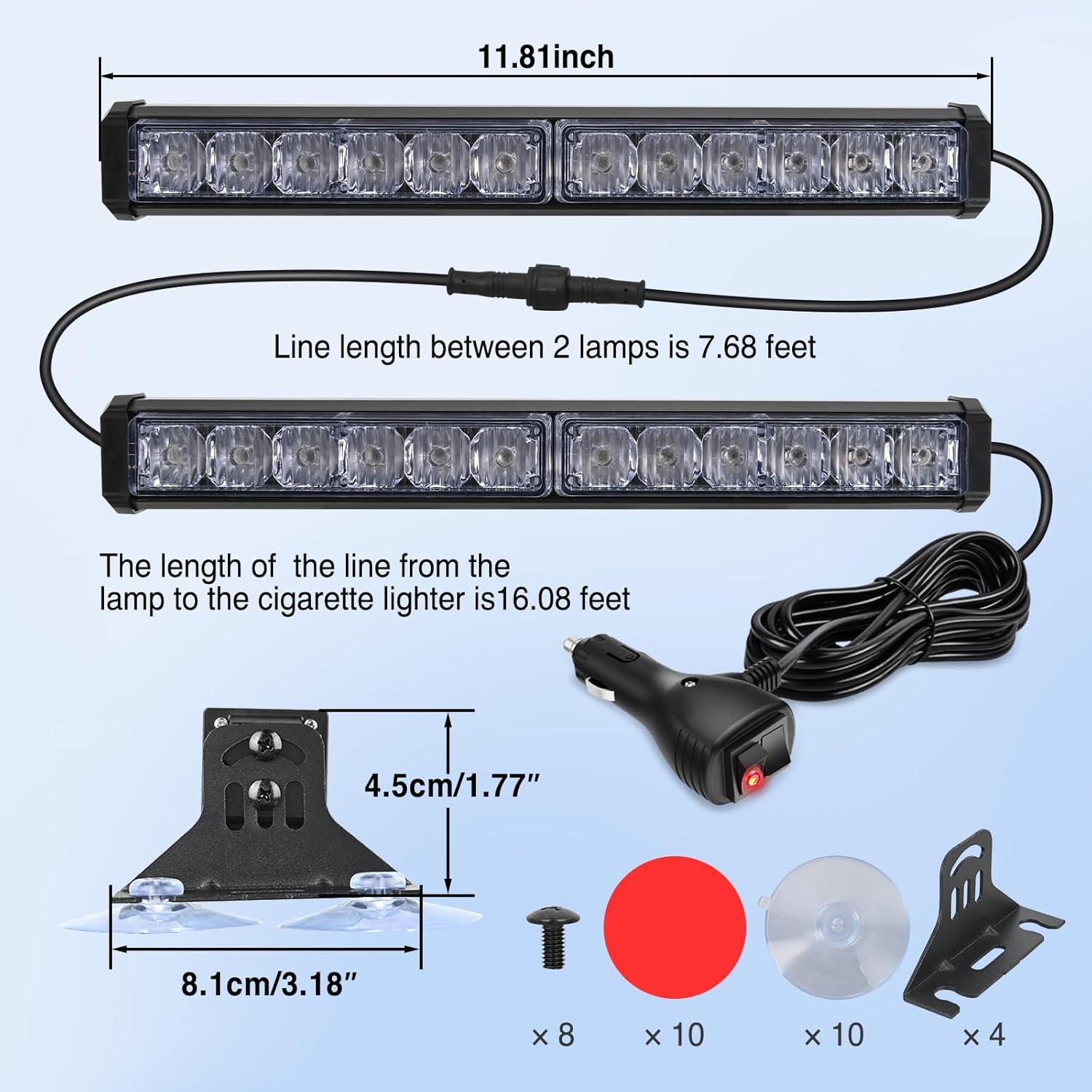 imageNilight 12LED Emergency Strobe Traffic Advisor Light Bar 2 in 1 Purple White Dash Warning Safety Flashing Lights FrontRear Windshield Construction Lights for Trucks Cars Plow Police VehiclesBlue 24LED