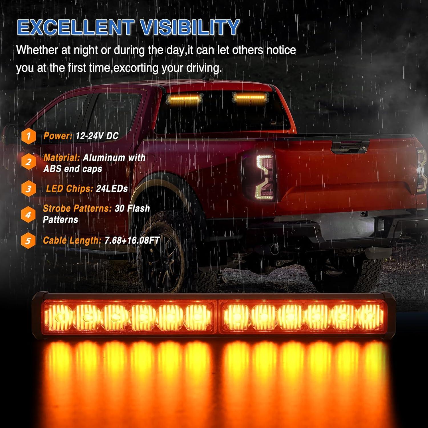imageNilight 12LED Emergency Strobe Traffic Advisor Light Bar 2 in 1 Purple White Dash Warning Safety Flashing Lights FrontRear Windshield Construction Lights for Trucks Cars Plow Police VehiclesAmber 24LED