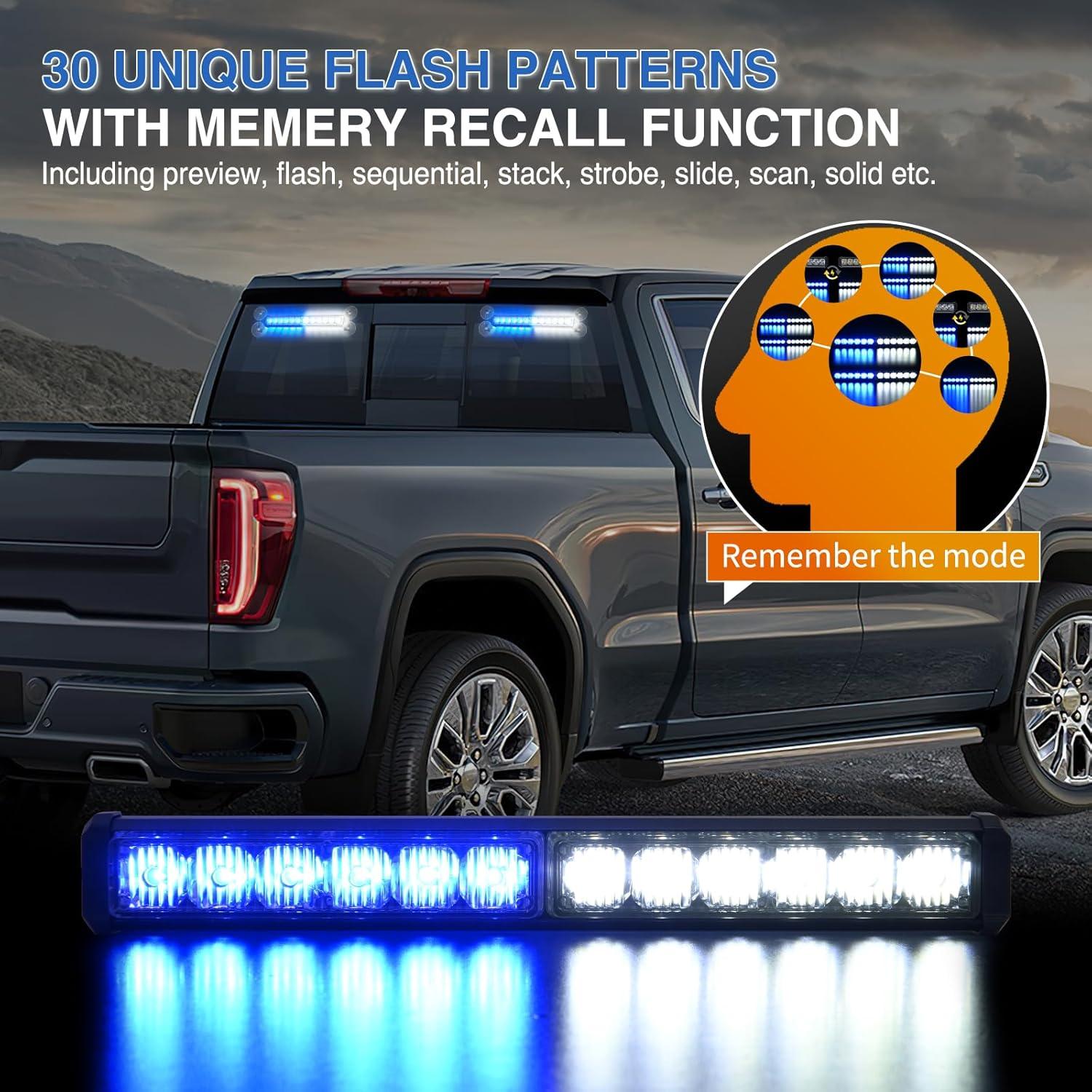 imageNilight 12LED Emergency Strobe Traffic Advisor Light Bar 2 in 1 Purple White Dash Warning Safety Flashing Lights FrontRear Windshield Construction Lights for Trucks Cars Plow Police VehiclesBlue White 24LED
