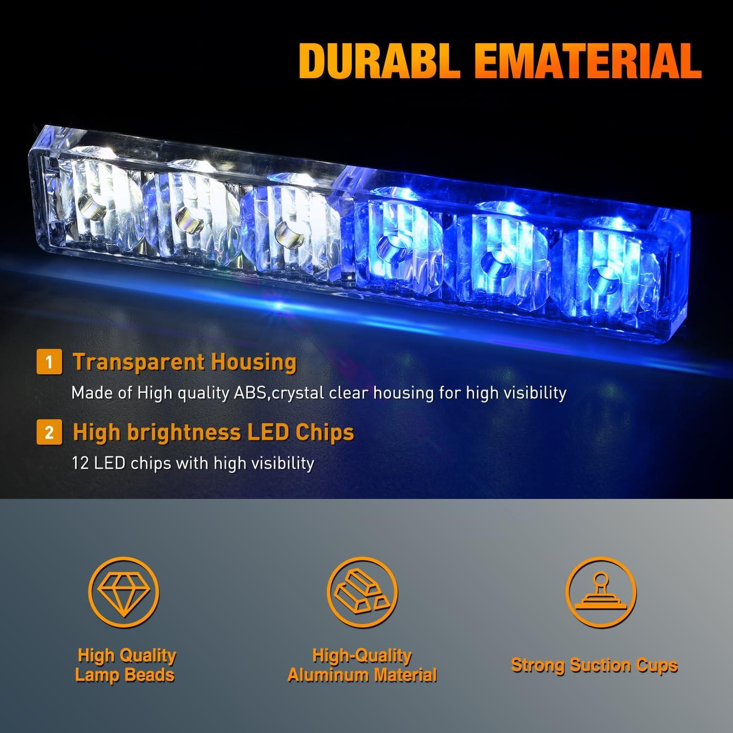imageNilight 12LED Emergency Strobe Traffic Advisor Light Bar 2 in 1 Purple White Dash Warning Safety Flashing Lights FrontRear Windshield Construction Lights for Trucks Cars Plow Police VehiclesBlue White 12LED