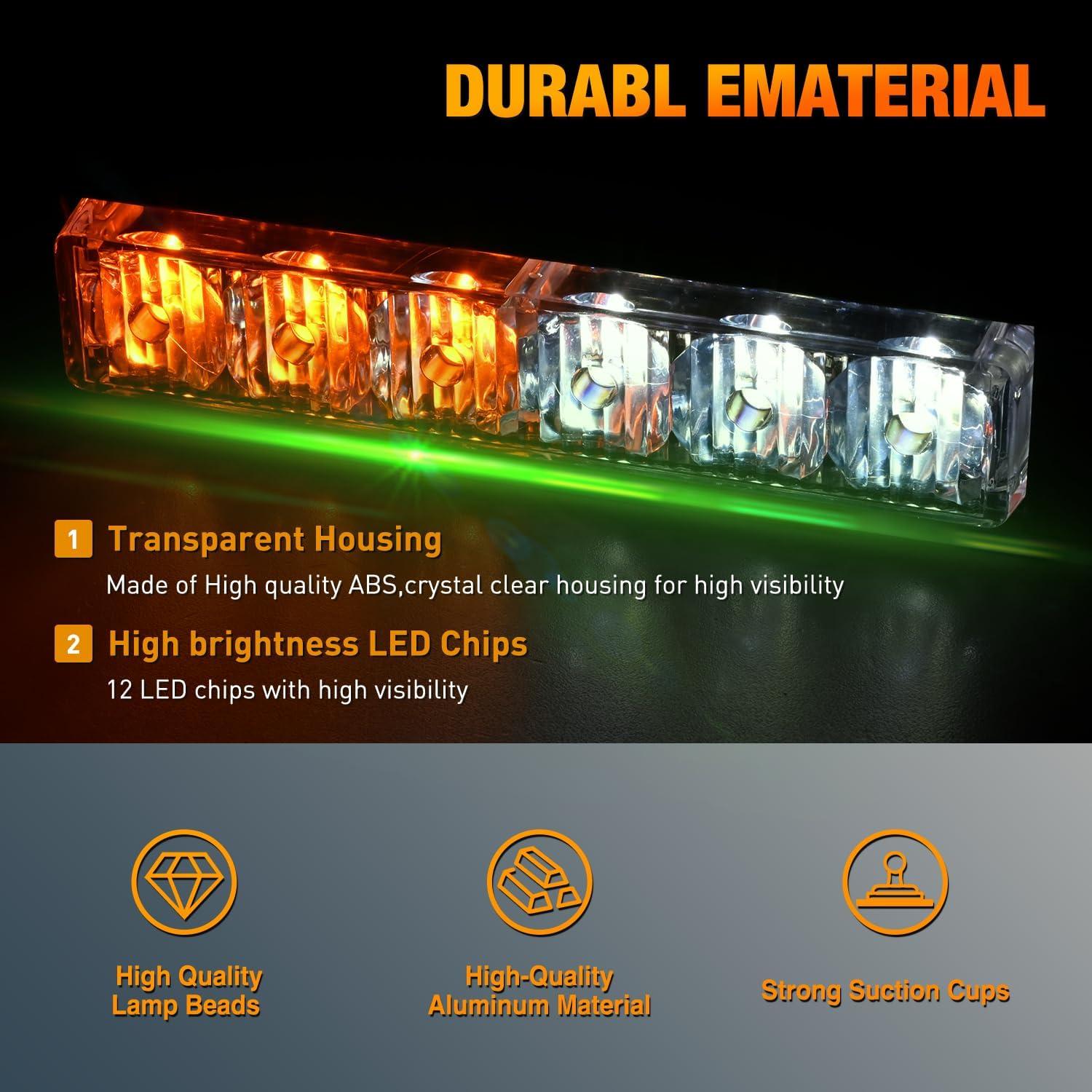 imageNilight 12LED Emergency Strobe Traffic Advisor Light Bar 2 in 1 Purple White Dash Warning Safety Flashing Lights FrontRear Windshield Construction Lights for Trucks Cars Plow Police VehiclesAmber White 12LED