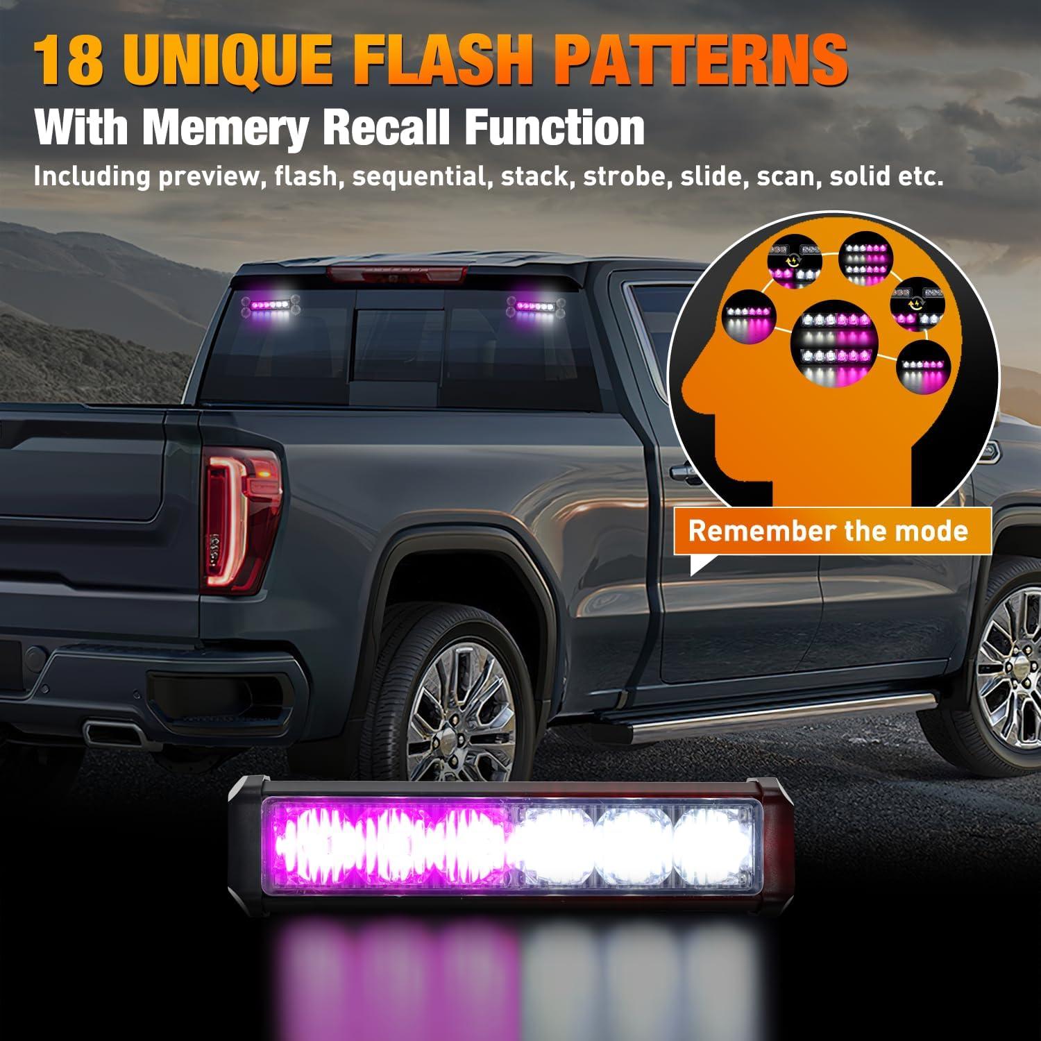 imageNilight 12LED Emergency Strobe Traffic Advisor Light Bar 2 in 1 Purple White Dash Warning Safety Flashing Lights FrontRear Windshield Construction Lights for Trucks Cars Plow Police VehiclesPurple White 12LED