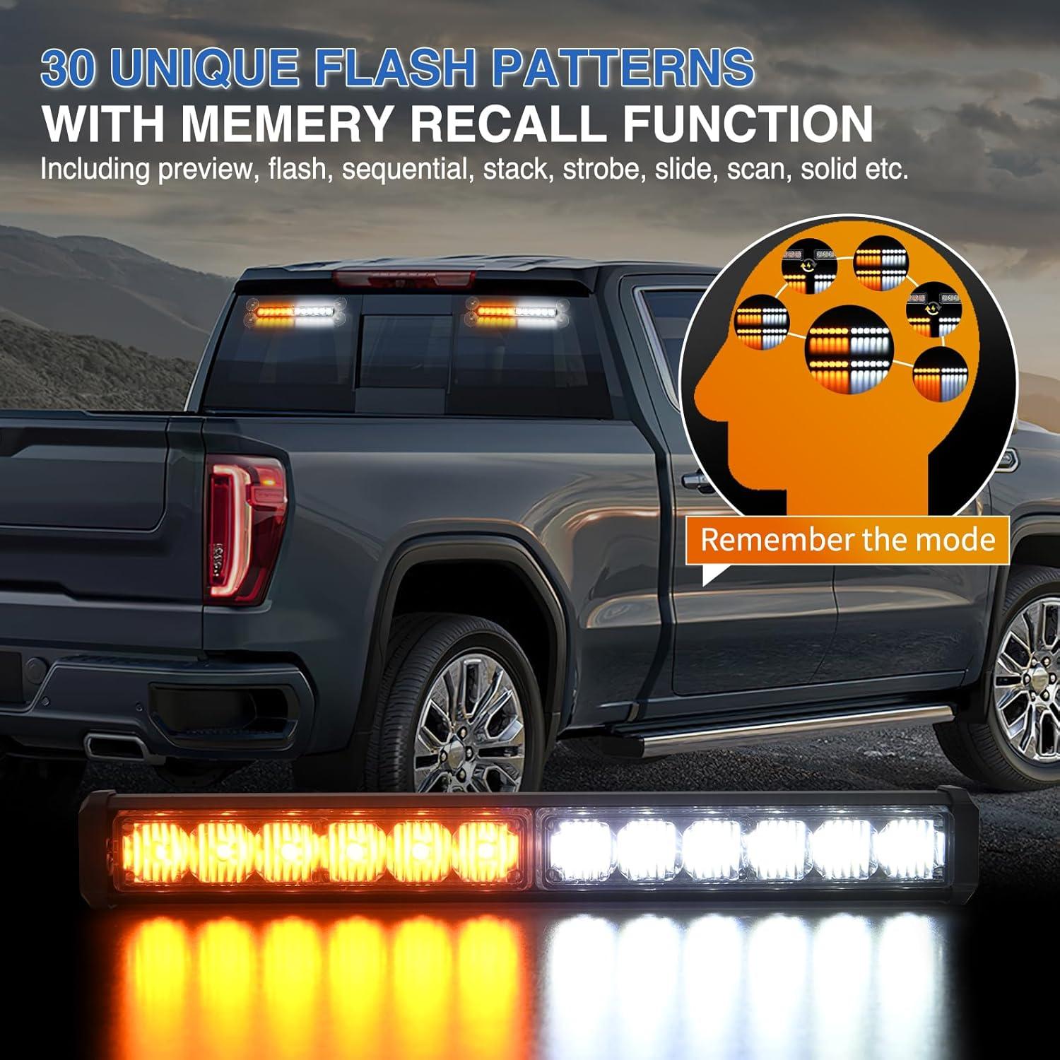 imageNilight 12LED Emergency Strobe Traffic Advisor Light Bar 2 in 1 Purple White Dash Warning Safety Flashing Lights FrontRear Windshield Construction Lights for Trucks Cars Plow Police VehiclesAmber White 24LED