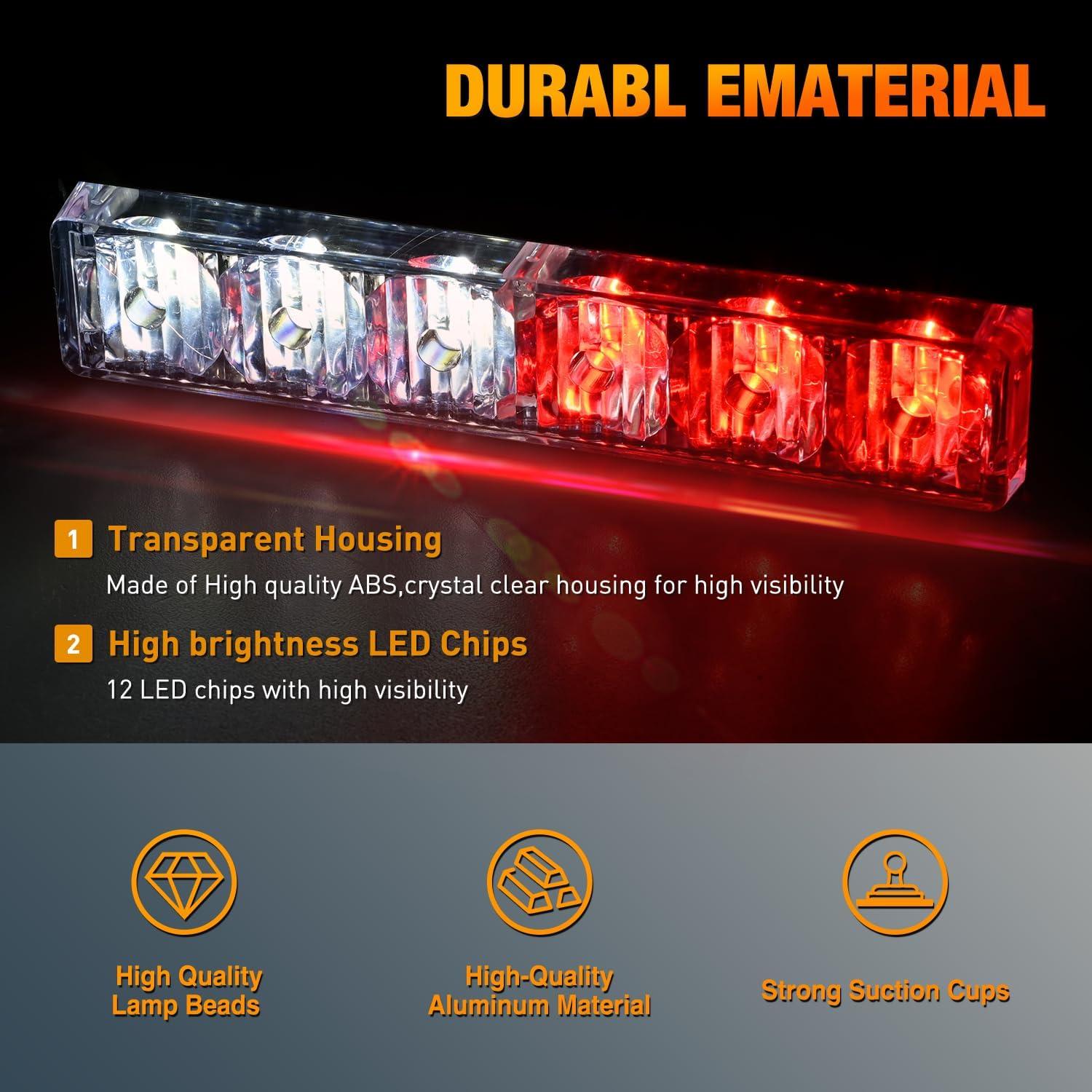 imageNilight 12LED Emergency Strobe Traffic Advisor Light Bar 2 in 1 Purple White Dash Warning Safety Flashing Lights FrontRear Windshield Construction Lights for Trucks Cars Plow Police VehiclesRed White 12LED