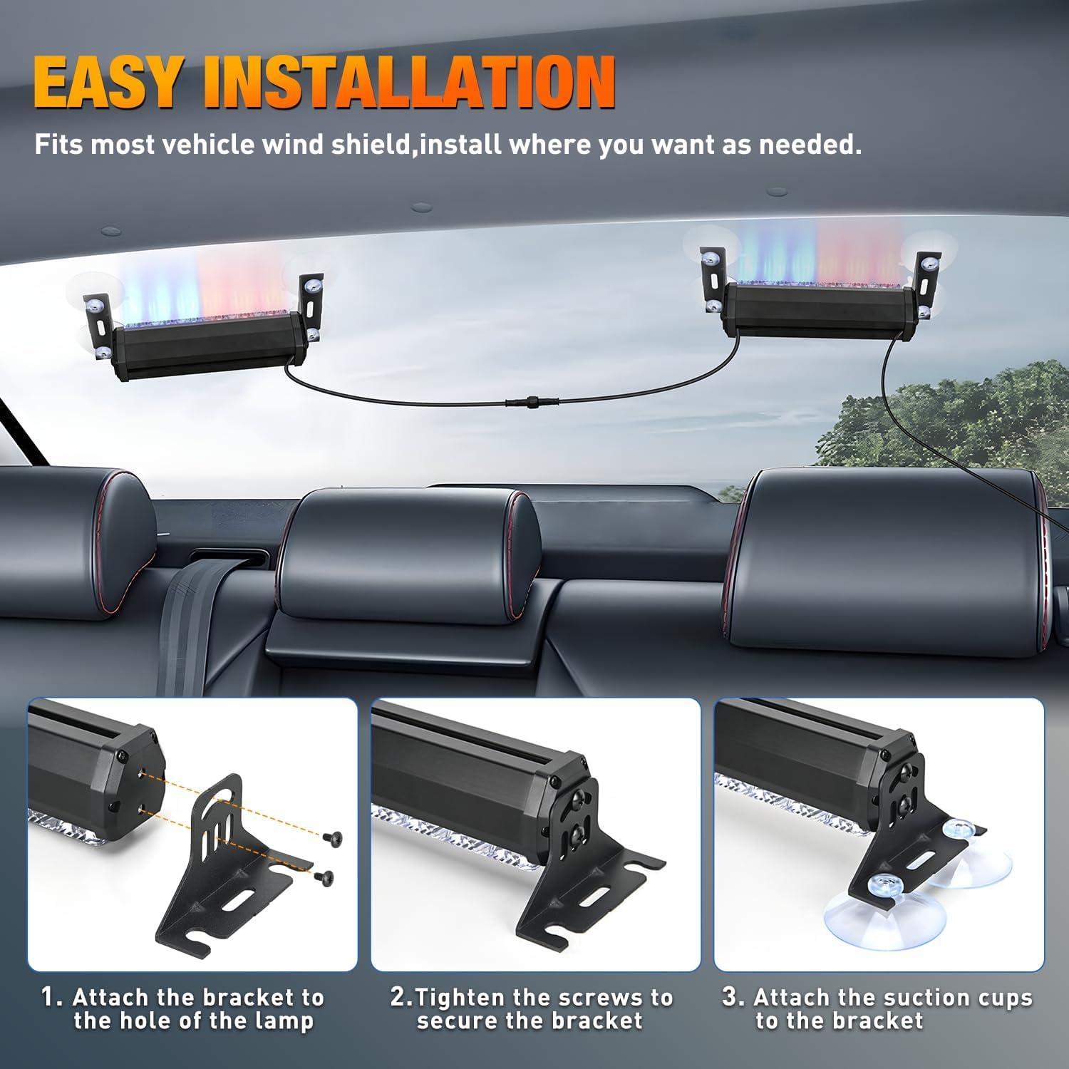 imageNilight 12LED Emergency Strobe Traffic Advisor Light Bar 2 in 1 Purple White Dash Warning Safety Flashing Lights FrontRear Windshield Construction Lights for Trucks Cars Plow Police VehiclesRed Blue 12LED