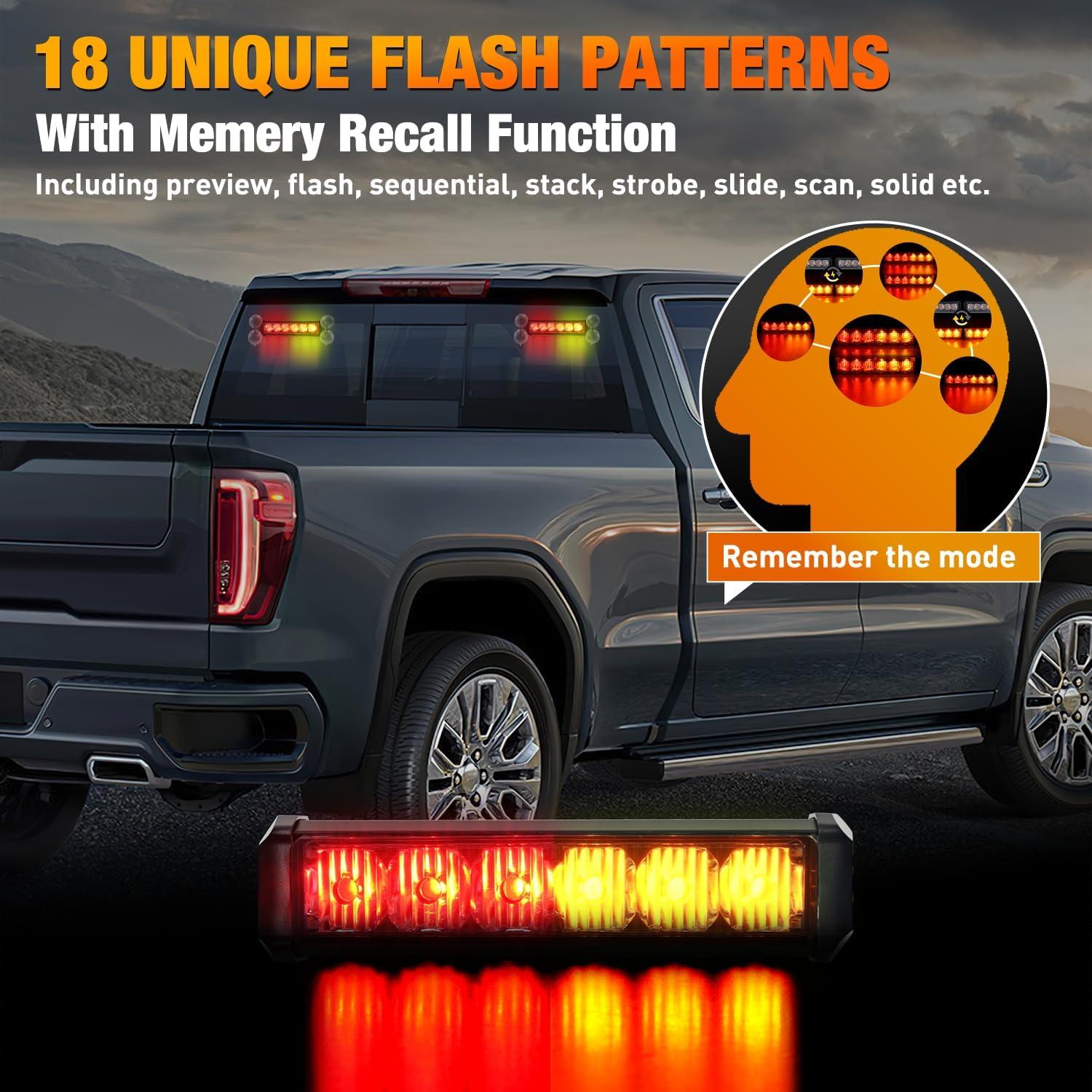 imageNilight 12LED Emergency Strobe Traffic Advisor Light Bar 2 in 1 Purple White Dash Warning Safety Flashing Lights FrontRear Windshield Construction Lights for Trucks Cars Plow Police VehiclesAmber Red 12LED