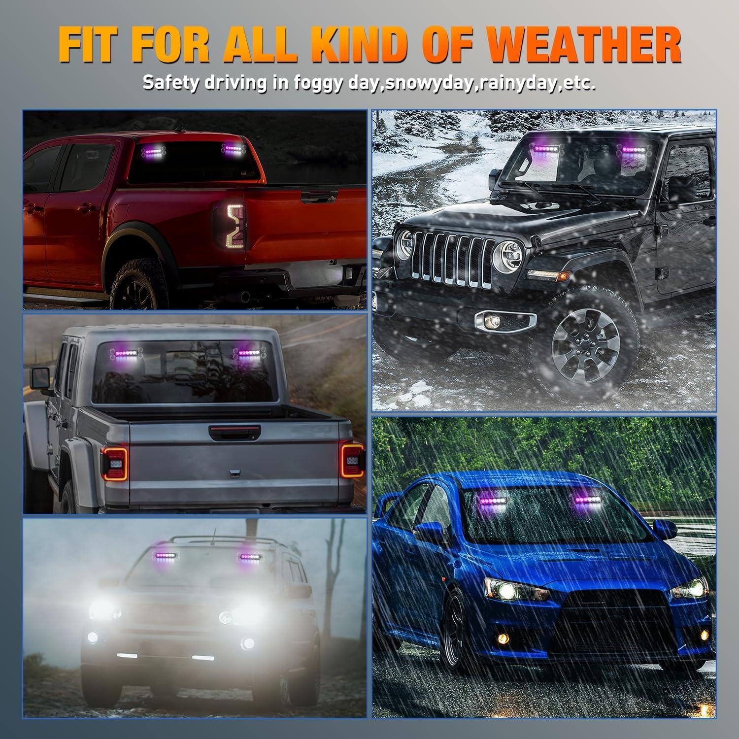 imageNilight 12LED Emergency Strobe Traffic Advisor Light Bar 2 in 1 Purple White Dash Warning Safety Flashing Lights FrontRear Windshield Construction Lights for Trucks Cars Plow Police VehiclesPurple White 12LED