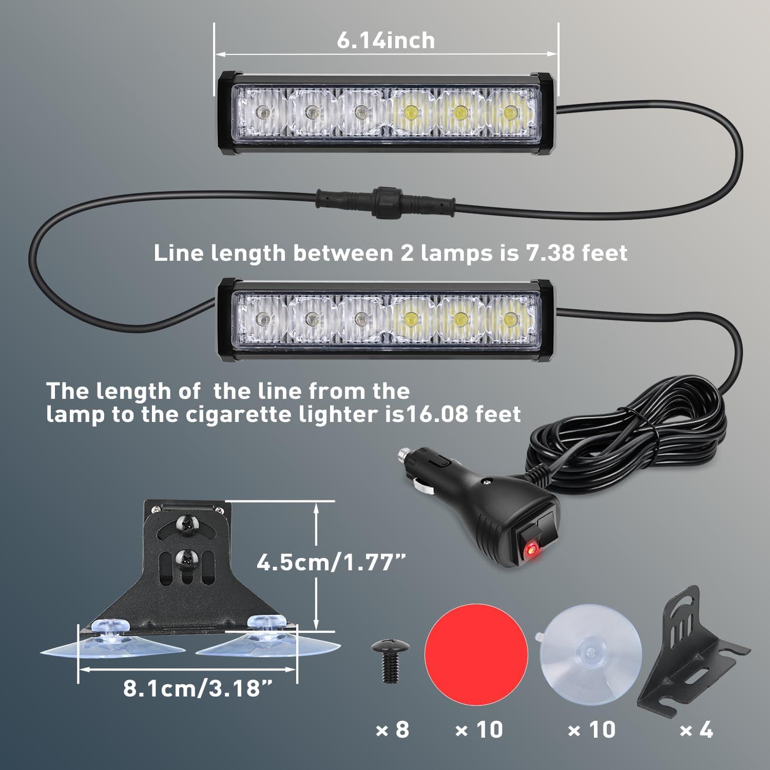 imageNilight 12LED Emergency Strobe Traffic Advisor Light Bar 2 in 1 Purple White Dash Warning Safety Flashing Lights FrontRear Windshield Construction Lights for Trucks Cars Plow Police VehiclesAmber White 12LED