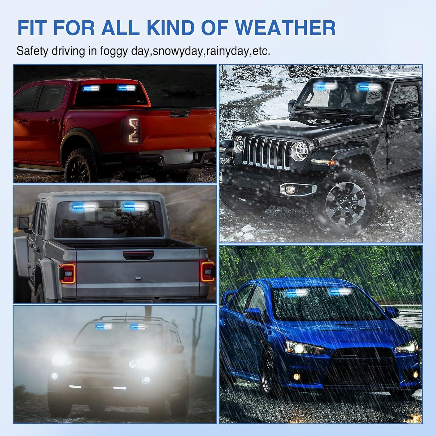 imageNilight 12LED Emergency Strobe Traffic Advisor Light Bar 2 in 1 Purple White Dash Warning Safety Flashing Lights FrontRear Windshield Construction Lights for Trucks Cars Plow Police VehiclesBlue White 24LED