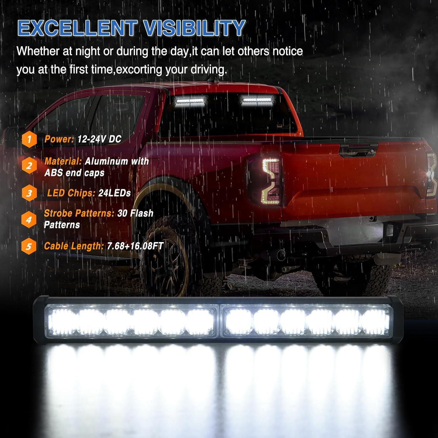 imageNilight 12LED Emergency Strobe Traffic Advisor Light Bar 2 in 1 Purple White Dash Warning Safety Flashing Lights FrontRear Windshield Construction Lights for Trucks Cars Plow Police VehiclesWhite 24LED