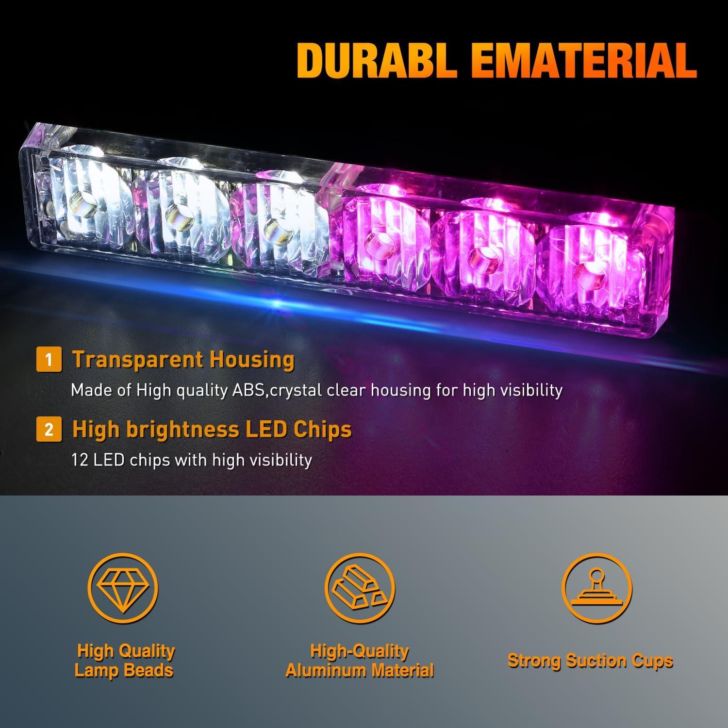 imageNilight 12LED Emergency Strobe Traffic Advisor Light Bar 2 in 1 Purple White Dash Warning Safety Flashing Lights FrontRear Windshield Construction Lights for Trucks Cars Plow Police VehiclesPurple White 12LED