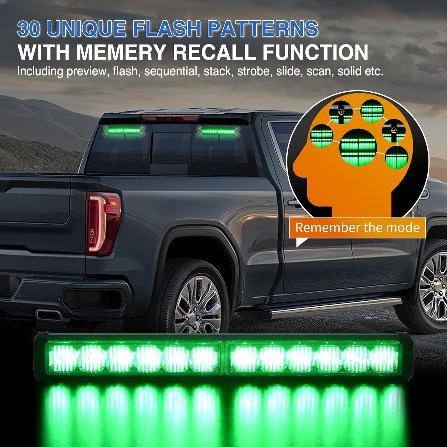 imageNilight 12LED Emergency Strobe Traffic Advisor Light Bar 2 in 1 Purple White Dash Warning Safety Flashing Lights FrontRear Windshield Construction Lights for Trucks Cars Plow Police VehiclesGreen 24LED