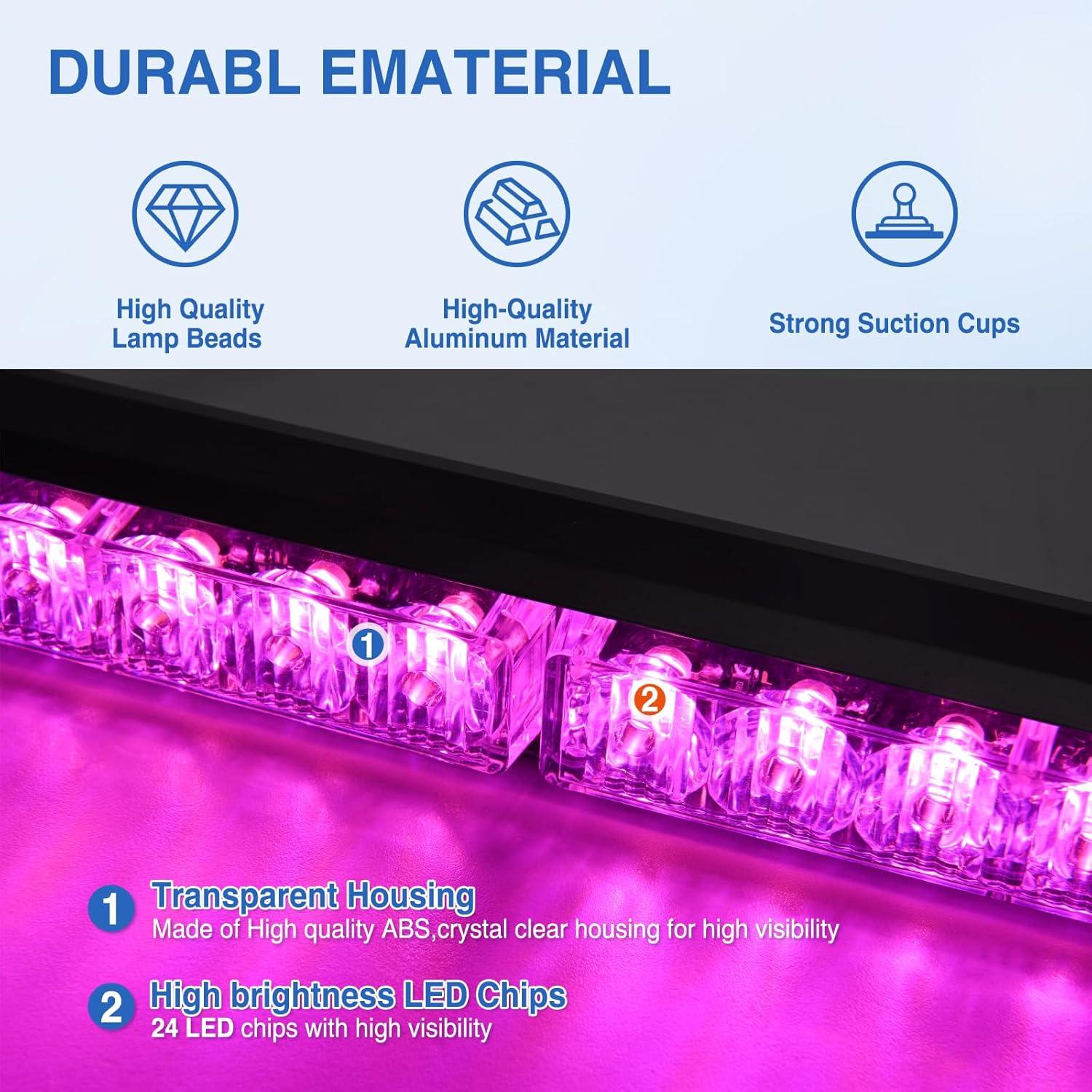 imageNilight 12LED Emergency Strobe Traffic Advisor Light Bar 2 in 1 Purple White Dash Warning Safety Flashing Lights FrontRear Windshield Construction Lights for Trucks Cars Plow Police VehiclesPurple 24LED