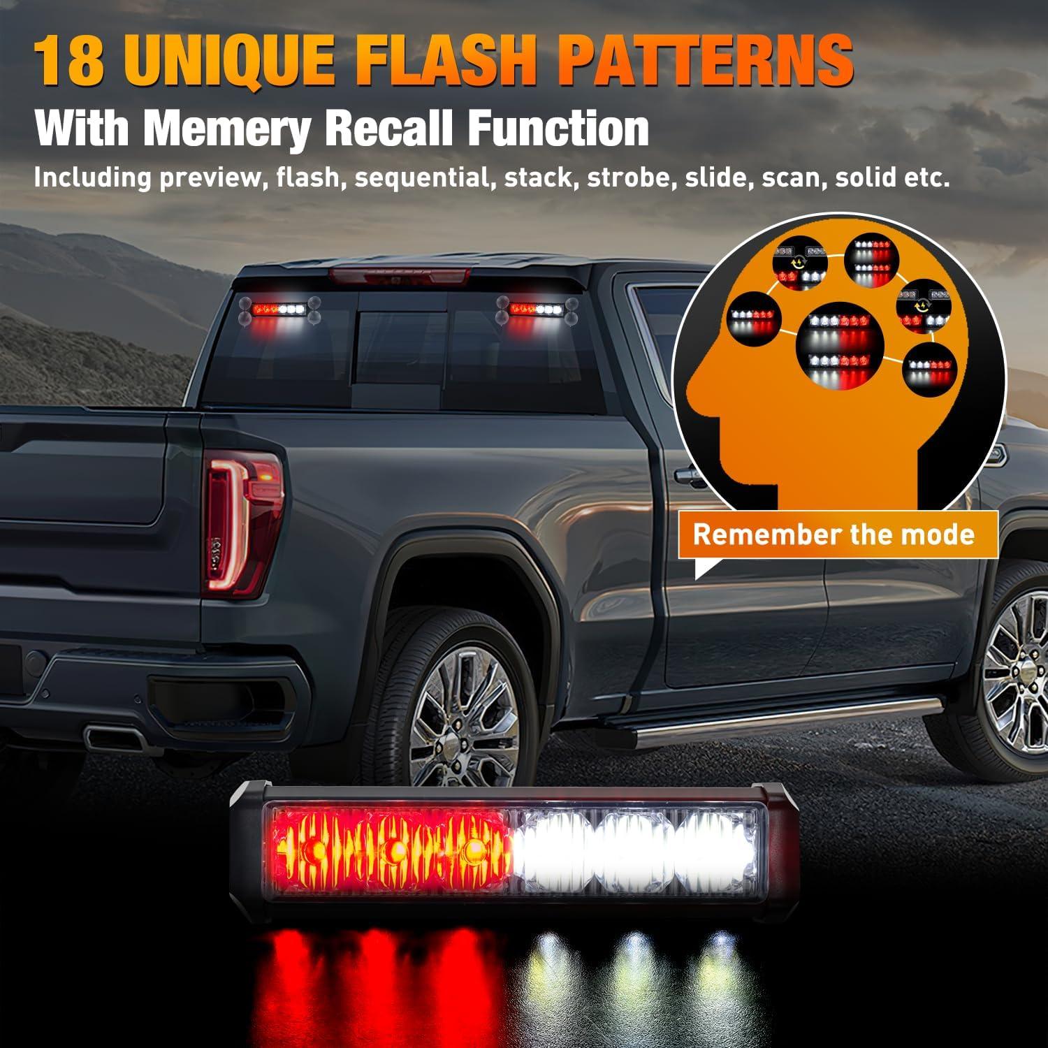 imageNilight 12LED Emergency Strobe Traffic Advisor Light Bar 2 in 1 Purple White Dash Warning Safety Flashing Lights FrontRear Windshield Construction Lights for Trucks Cars Plow Police VehiclesRed White 12LED