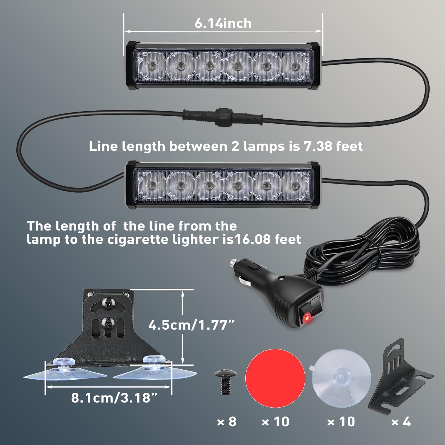 imageNilight 12LED Emergency Strobe Traffic Advisor Light Bar 2 in 1 Purple White Dash Warning Safety Flashing Lights FrontRear Windshield Construction Lights for Trucks Cars Plow Police VehiclesRed Blue 12LED
