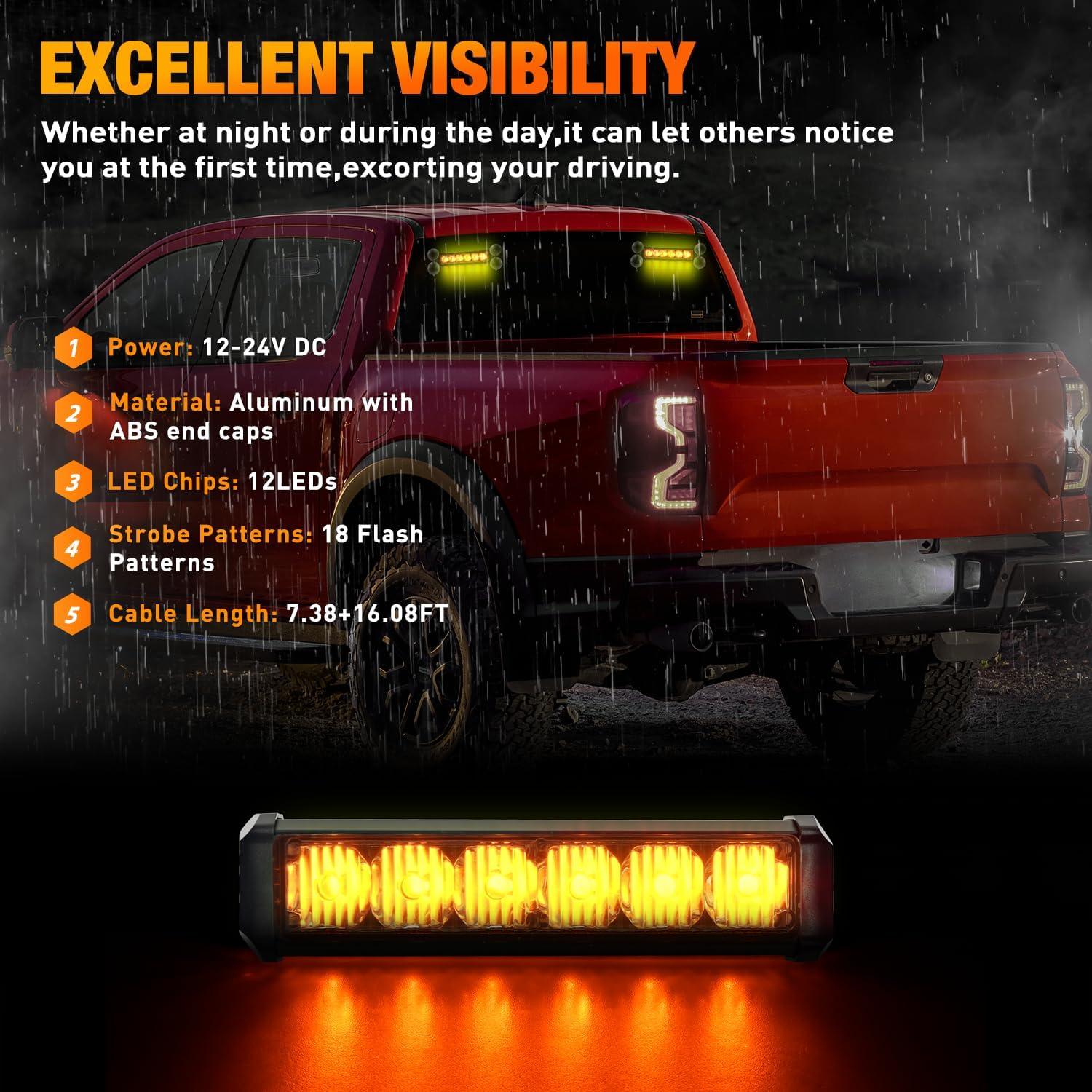 imageNilight 12LED Emergency Strobe Traffic Advisor Light Bar 2 in 1 Purple White Dash Warning Safety Flashing Lights FrontRear Windshield Construction Lights for Trucks Cars Plow Police VehiclesAmber 12LED