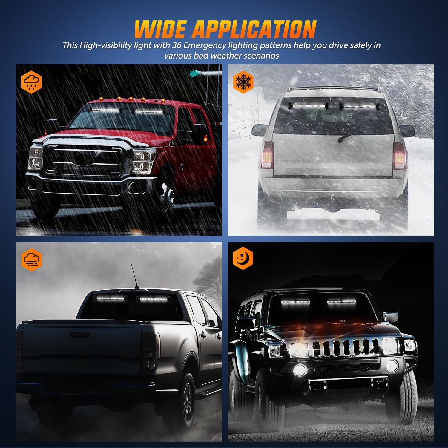 imageNilight 144LED Traffic Advisor Strobe Light Bar with Controller Amber Emergency Warning Hazard InteriorFrontRear Windshield Flashing for Cars Plow Trucks Construction VehiclesWhite