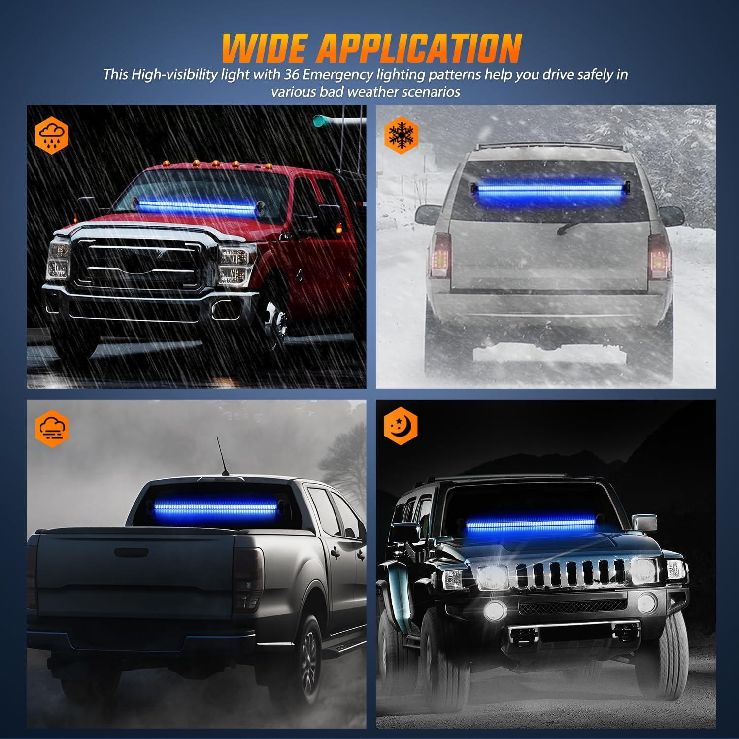 imageNilight 144LED Traffic Advisor Strobe Light Bar with Controller Amber Emergency Warning Hazard InteriorFrontRear Windshield Flashing for Cars Plow Trucks Construction VehiclesBlue