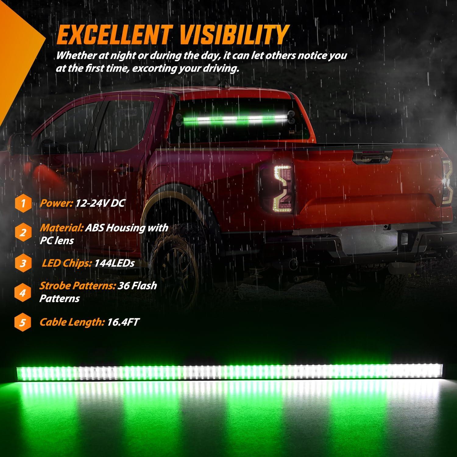 imageNilight 144LED Traffic Advisor Strobe Light Bar with Controller Amber Emergency Warning Hazard InteriorFrontRear Windshield Flashing for Cars Plow Trucks Construction VehiclesGreen White