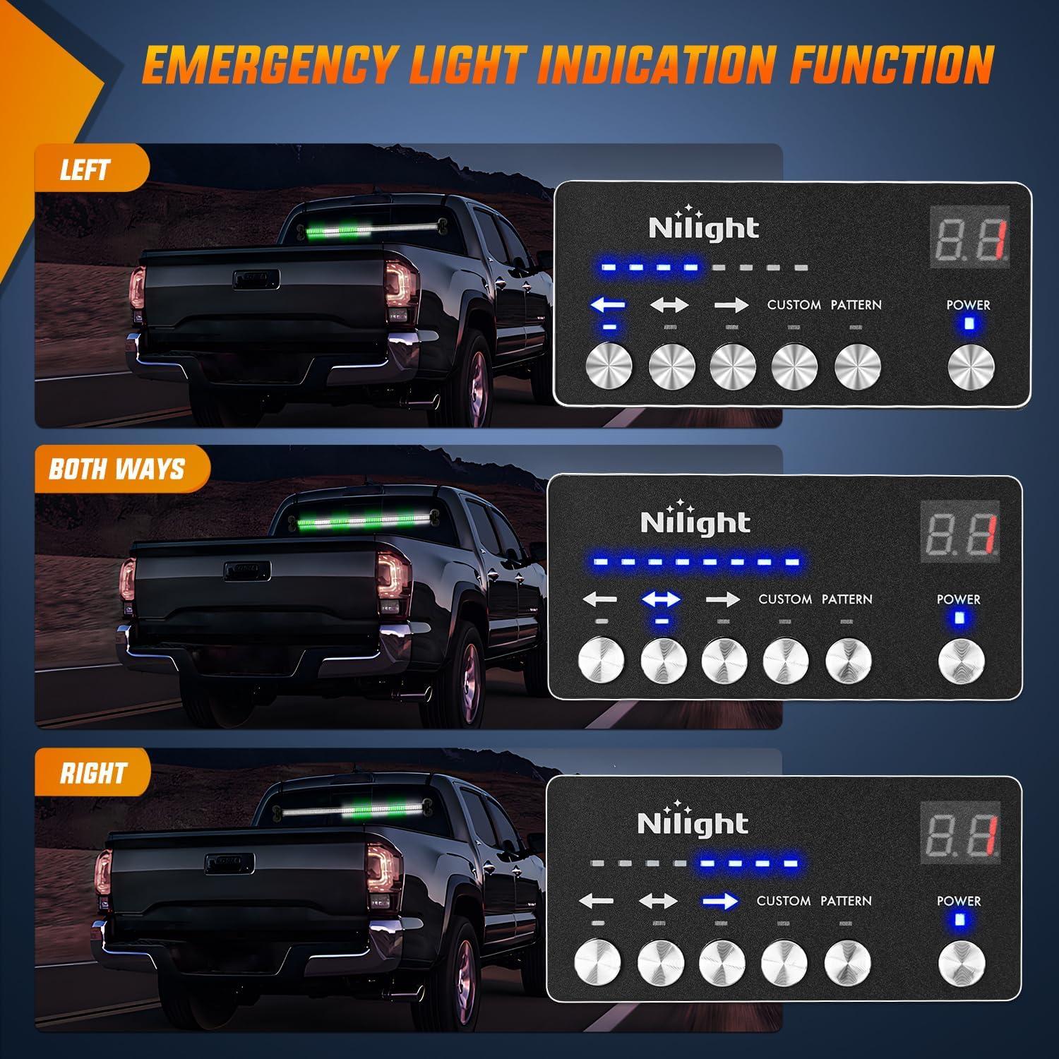 imageNilight 144LED Traffic Advisor Strobe Light Bar with Controller Amber Emergency Warning Hazard InteriorFrontRear Windshield Flashing for Cars Plow Trucks Construction VehiclesGreen White