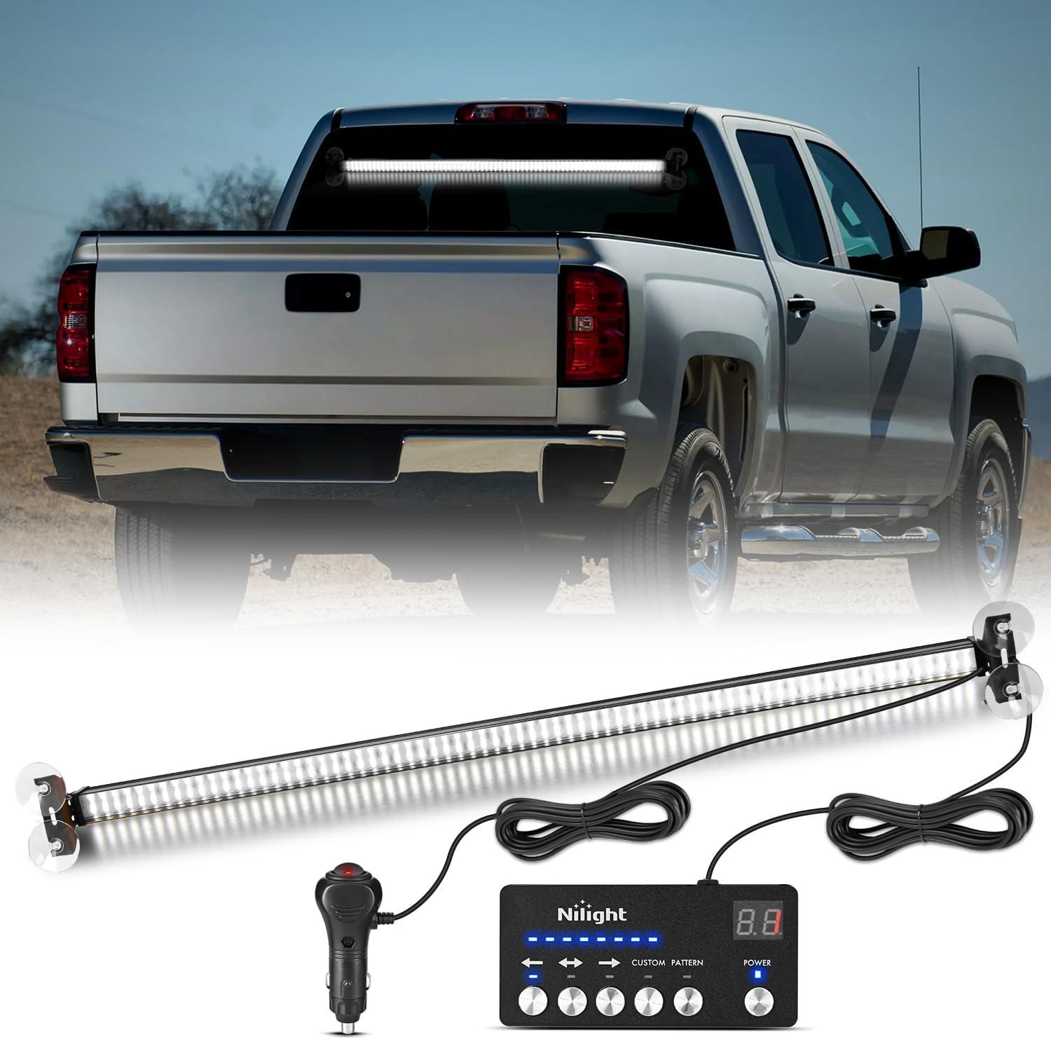 imageNilight 144LED Traffic Advisor Strobe Light Bar with Controller Amber Emergency Warning Hazard InteriorFrontRear Windshield Flashing for Cars Plow Trucks Construction VehiclesWhite