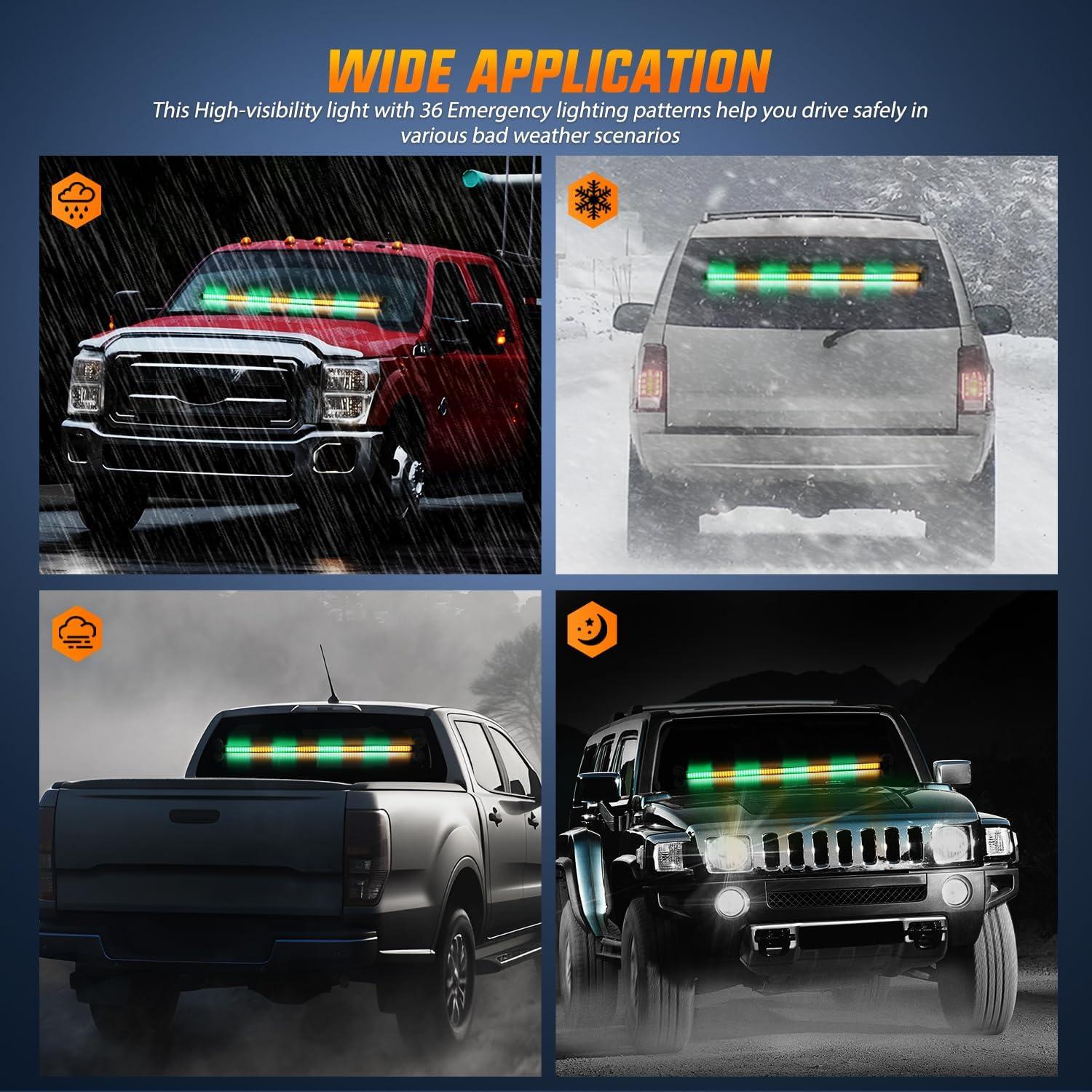 imageNilight 144LED Traffic Advisor Strobe Light Bar with Controller Amber Emergency Warning Hazard InteriorFrontRear Windshield Flashing for Cars Plow Trucks Construction VehiclesAmber Green