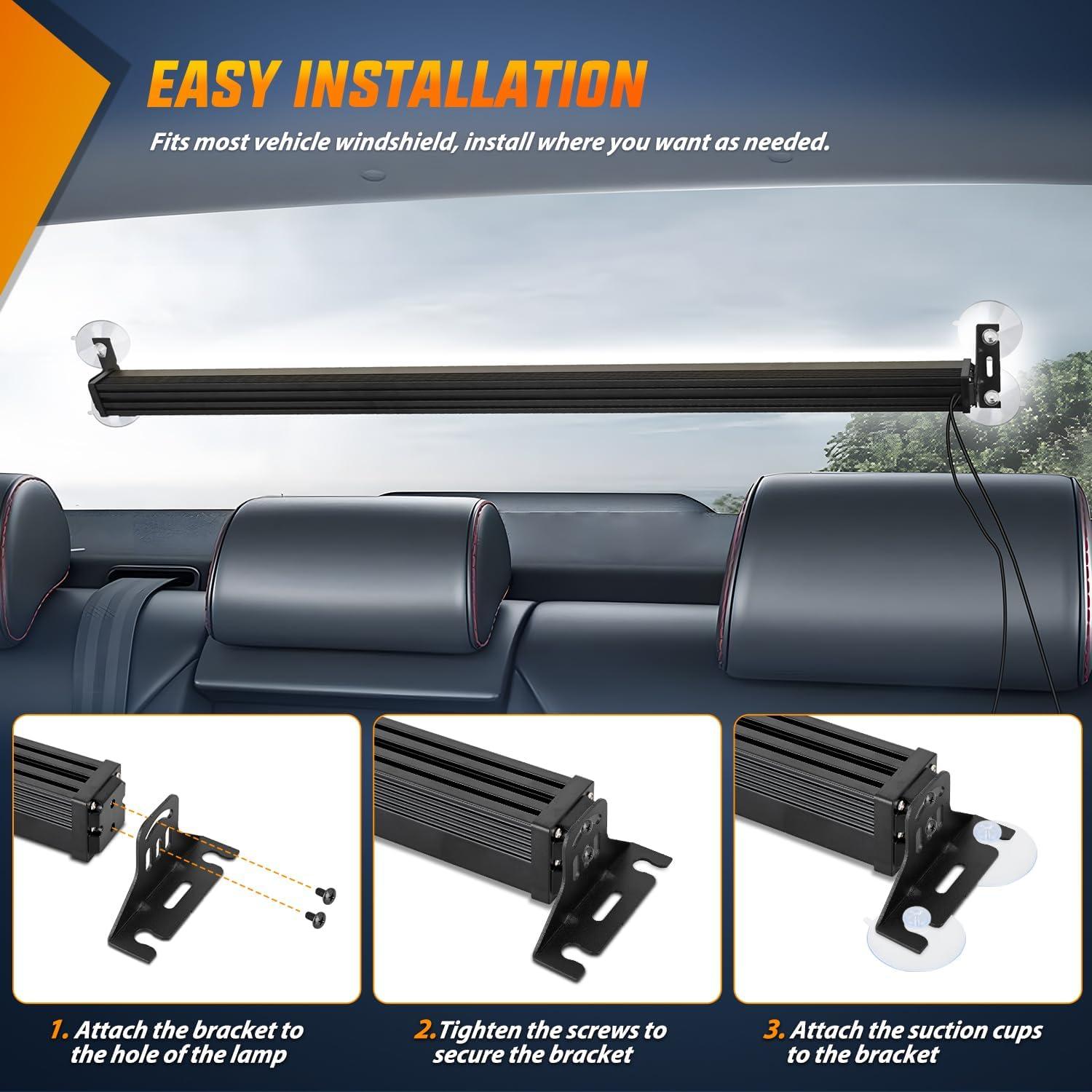 imageNilight 144LED Traffic Advisor Strobe Light Bar with Controller Amber Emergency Warning Hazard InteriorFrontRear Windshield Flashing for Cars Plow Trucks Construction VehiclesWhite