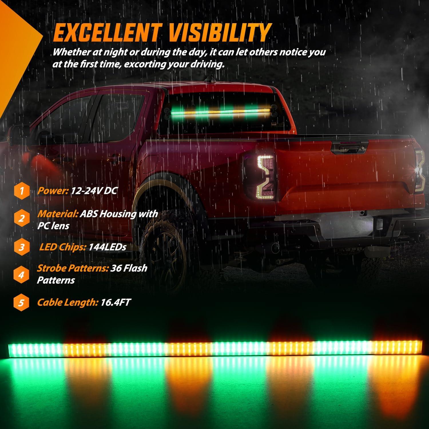 imageNilight 144LED Traffic Advisor Strobe Light Bar with Controller Amber Emergency Warning Hazard InteriorFrontRear Windshield Flashing for Cars Plow Trucks Construction VehiclesAmber Green