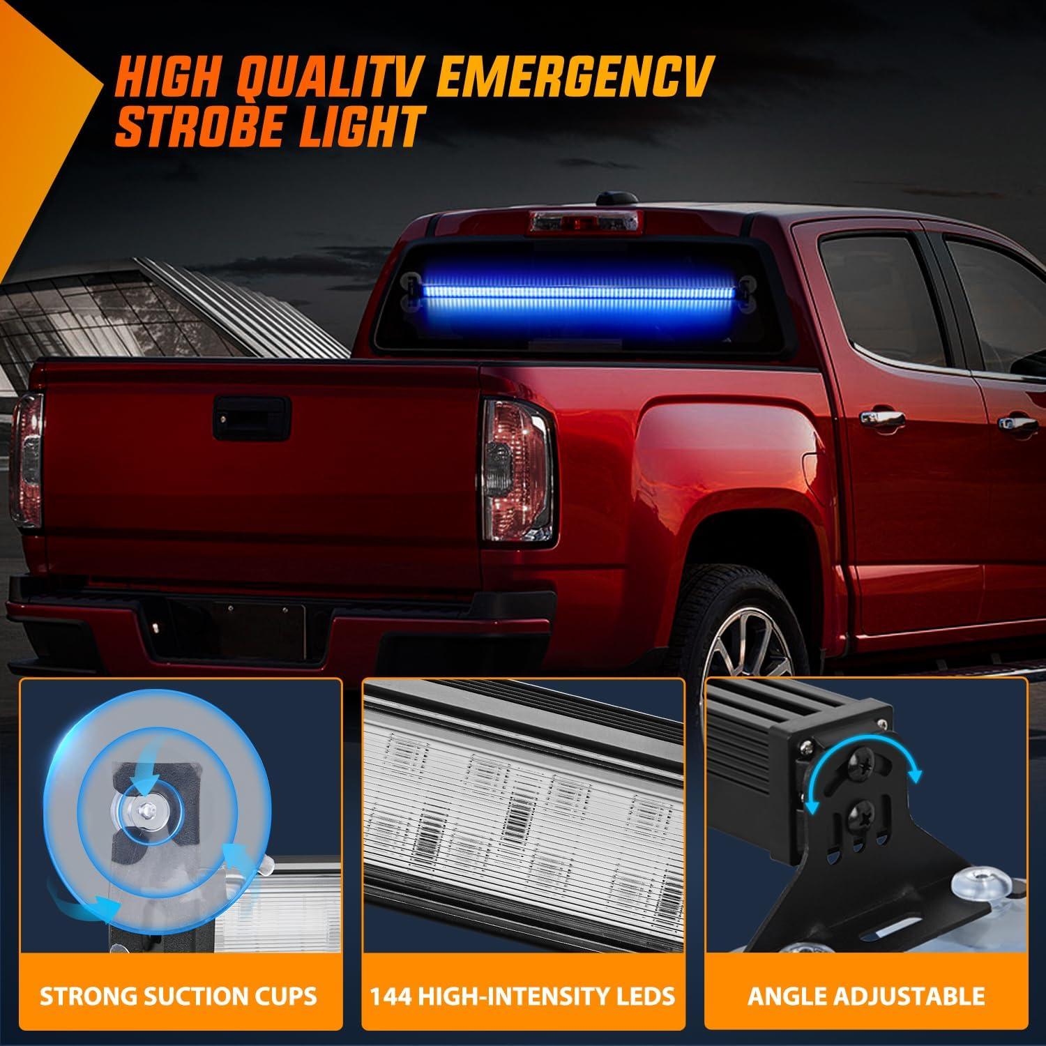 imageNilight 144LED Traffic Advisor Strobe Light Bar with Controller Amber Emergency Warning Hazard InteriorFrontRear Windshield Flashing for Cars Plow Trucks Construction VehiclesBlue